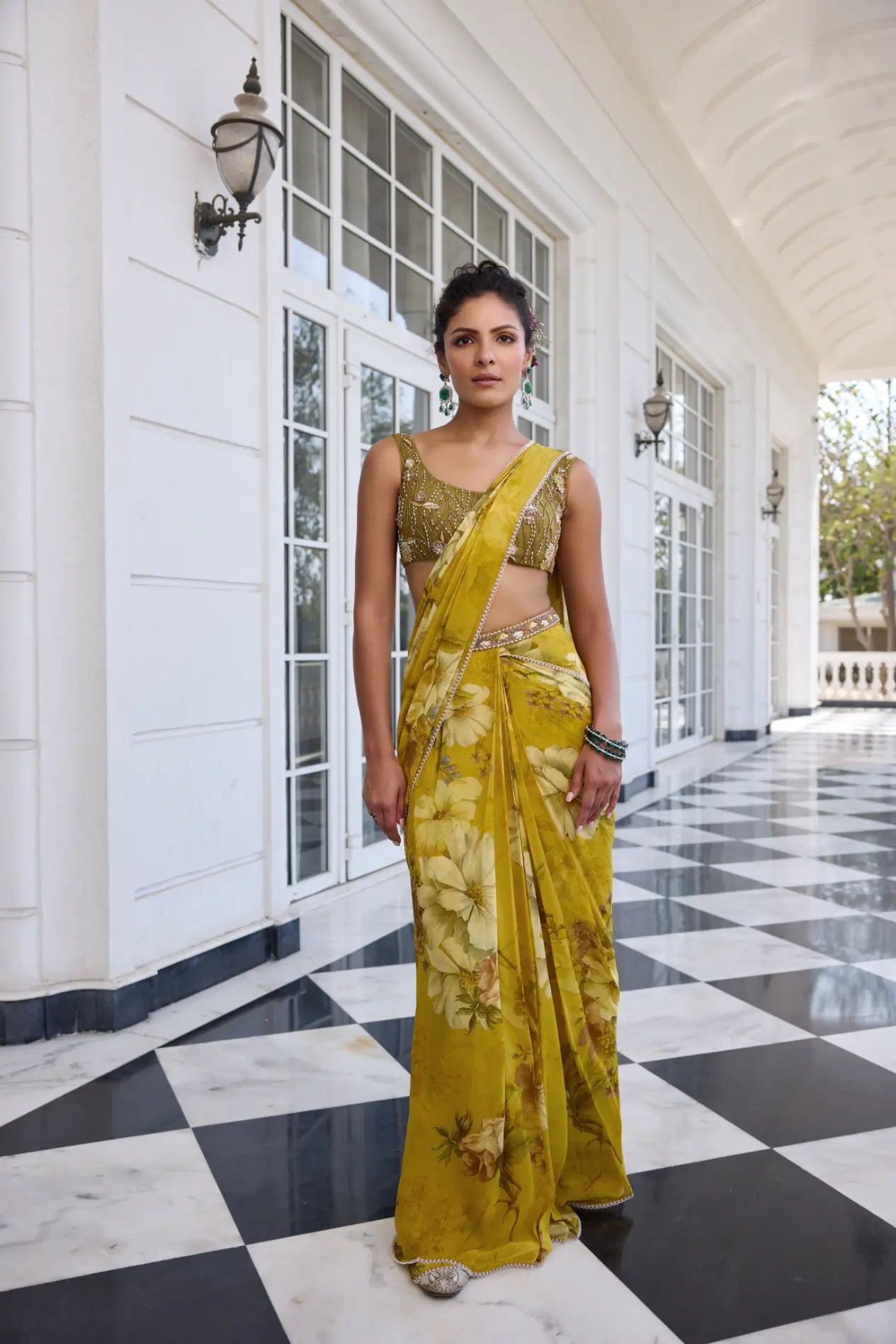 KALISTA - Keisha Draped Saree Set Onion Pink