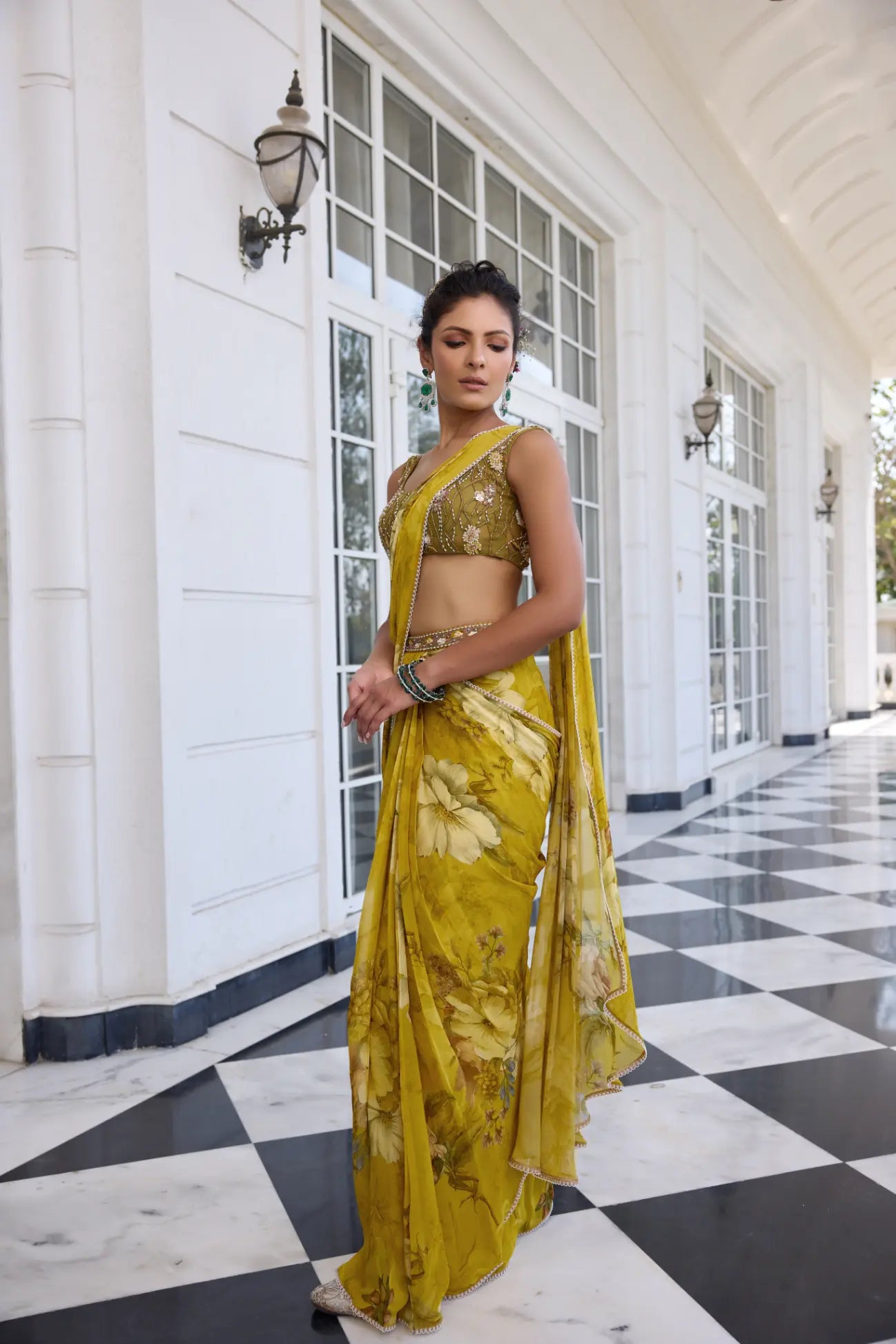 KALISTA - Keisha Draped Saree Set Onion Pink