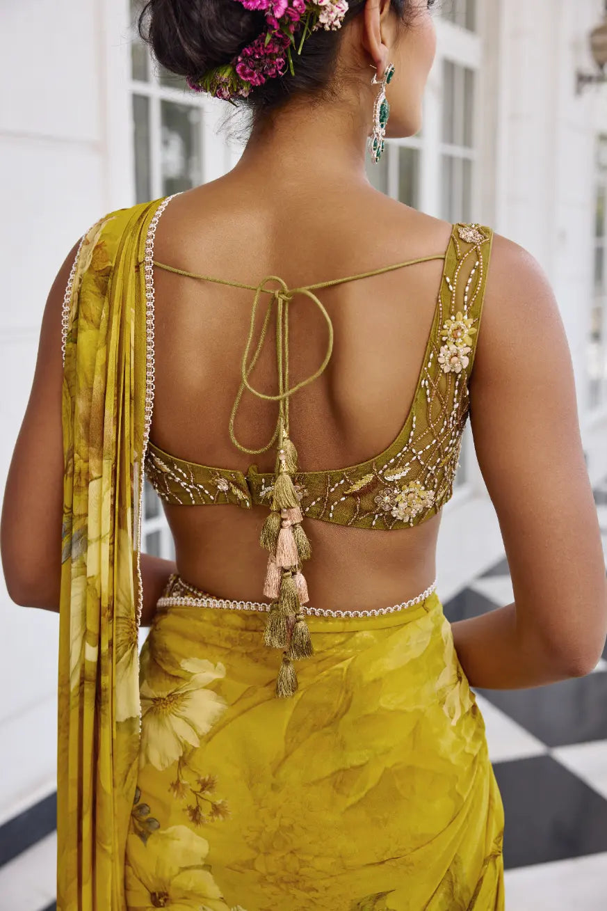 KALISTA - Keisha Draped Saree Set Onion Pink