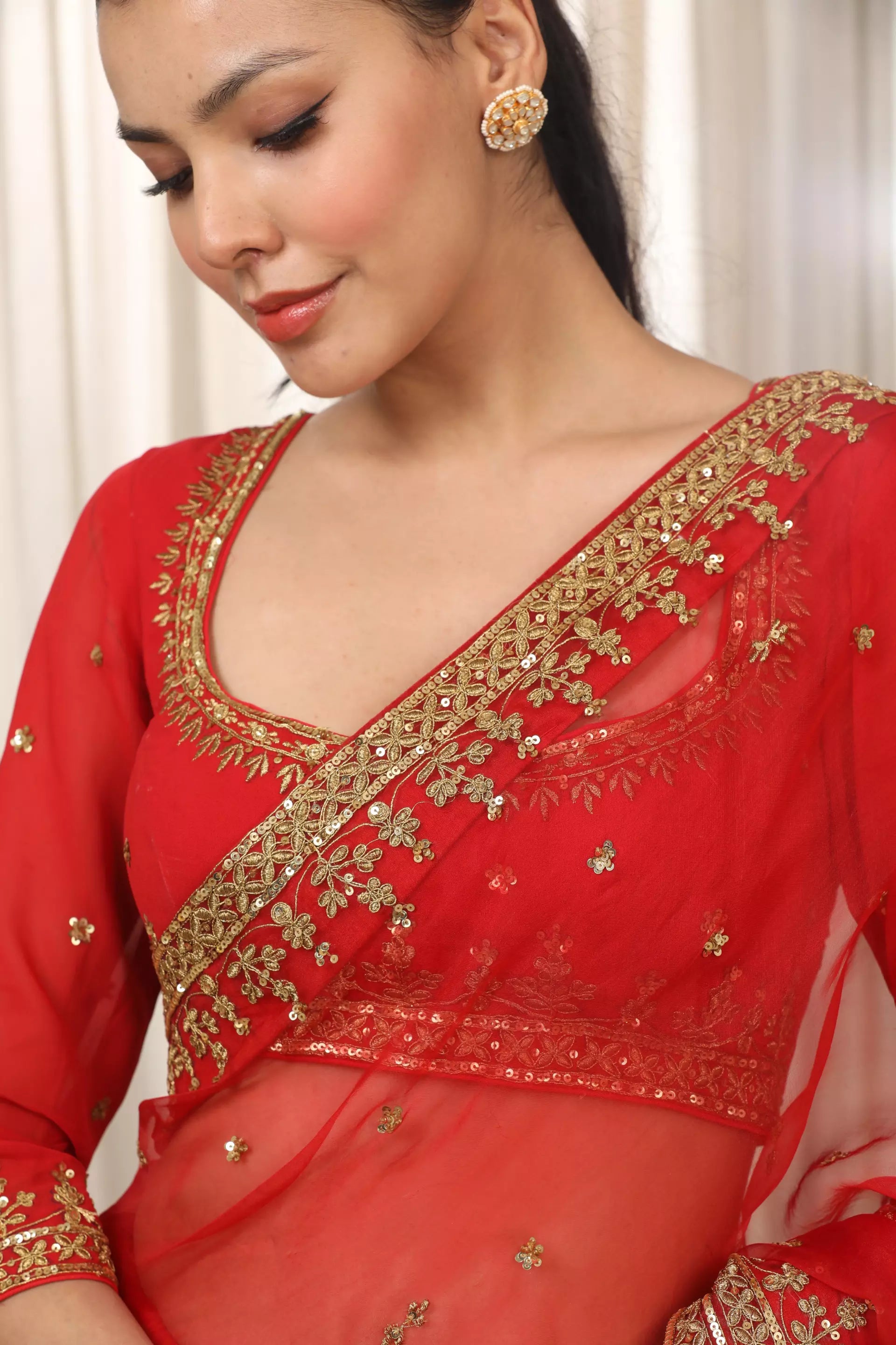 ESHA KOUL - Laal Andaaz Saree Set