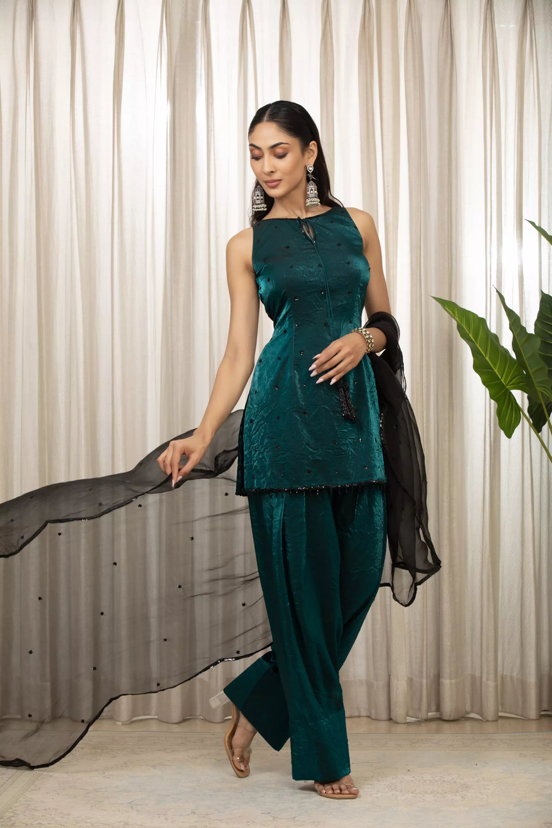 ESHA KOUL - Teal Jasmine Kurta Set