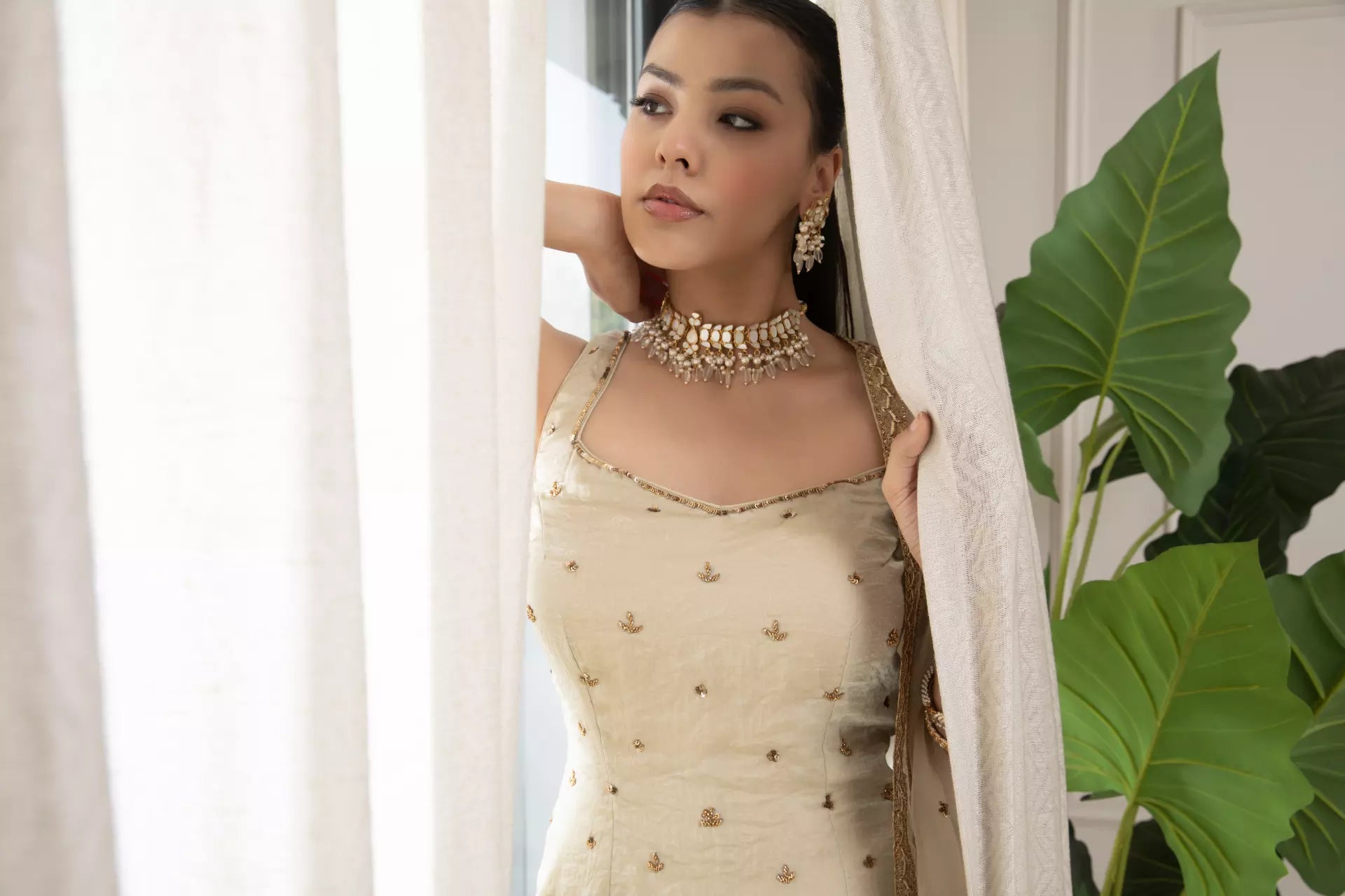 ESHA KOUL - Jasmine Creamish Sharara Set