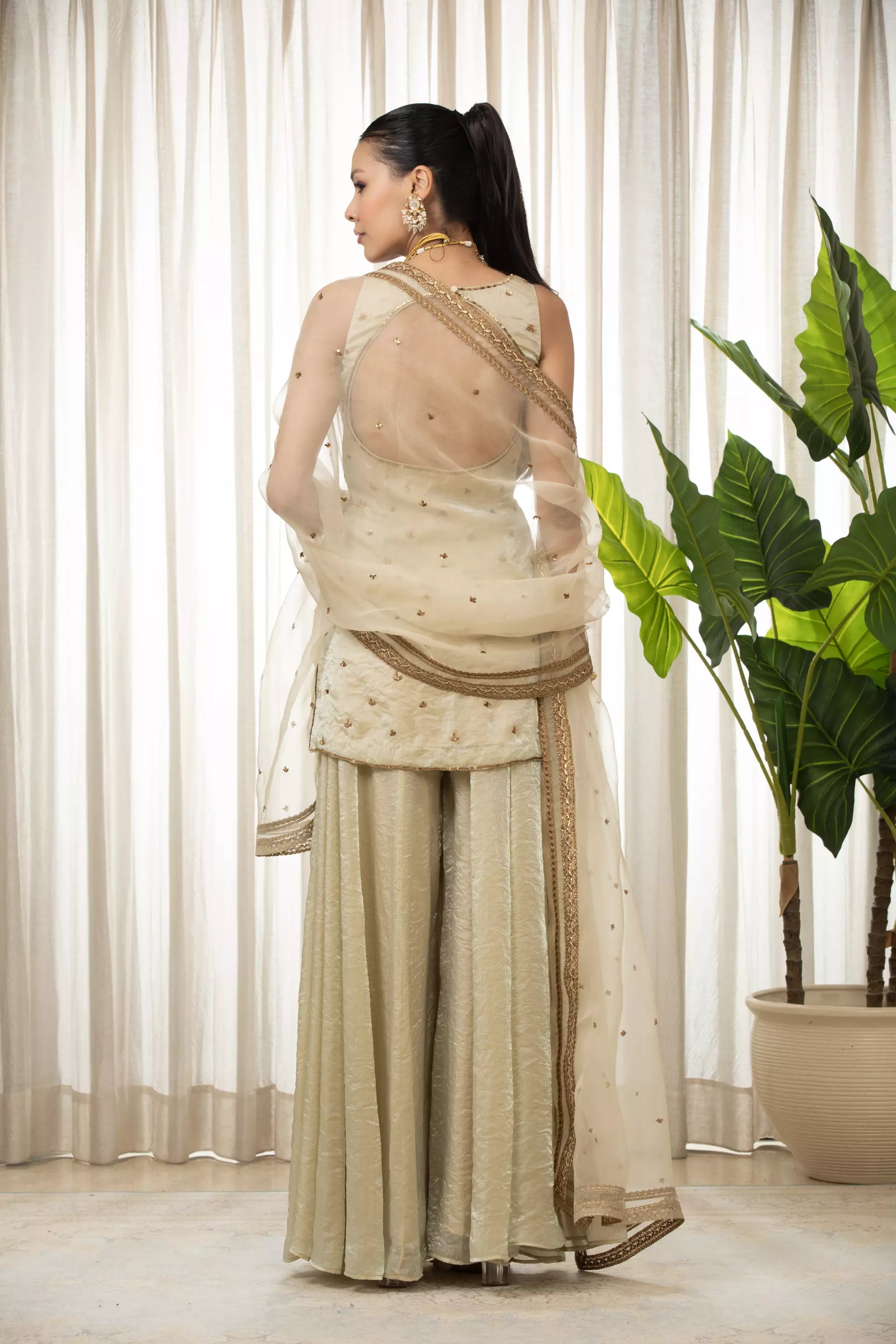 ESHA KOUL - Jasmine Creamish Sharara Set