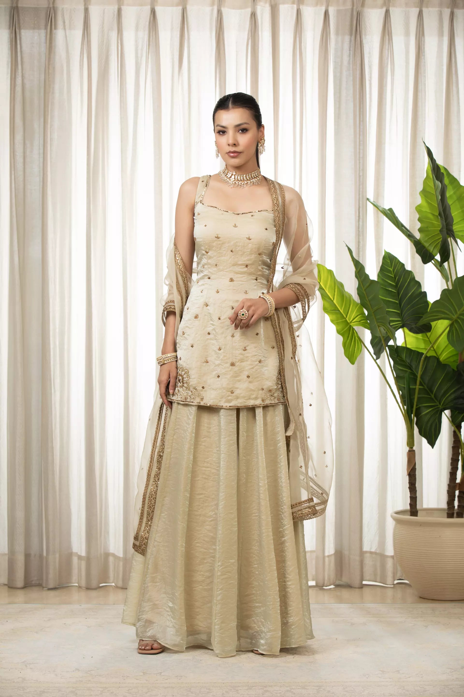 ESHA KOUL - Jasmine Creamish Sharara Set