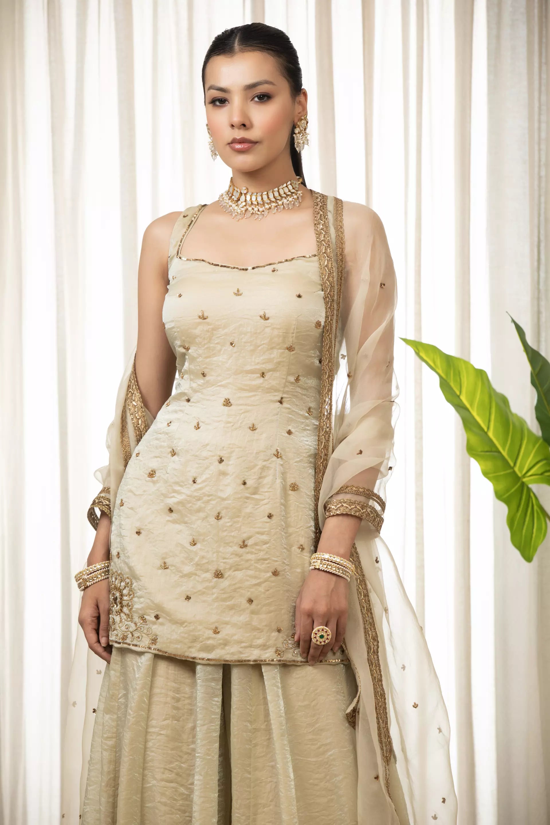 ESHA KOUL - Jasmine Creamish Sharara Set