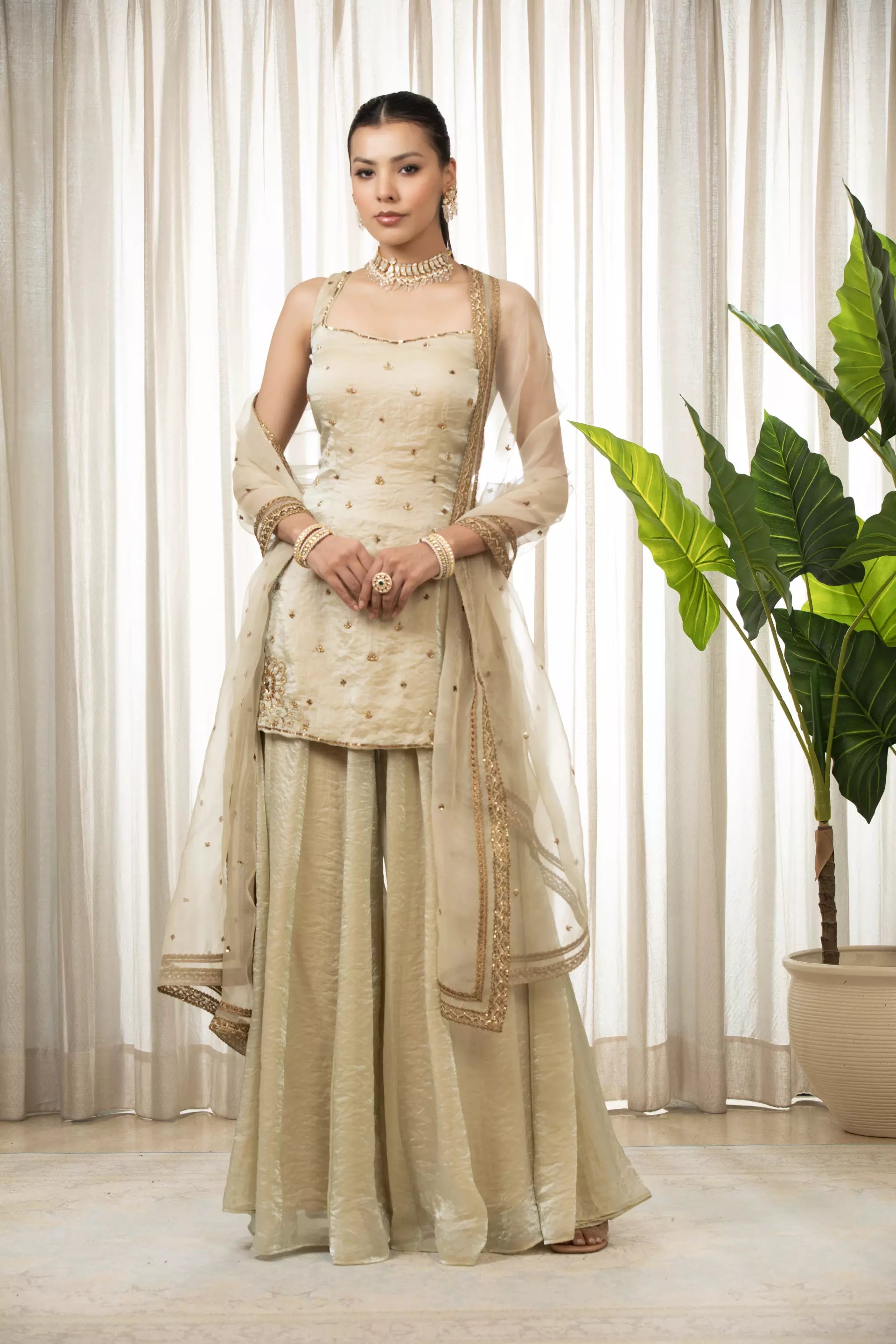 ESHA KOUL - Jasmine Creamish Sharara Set