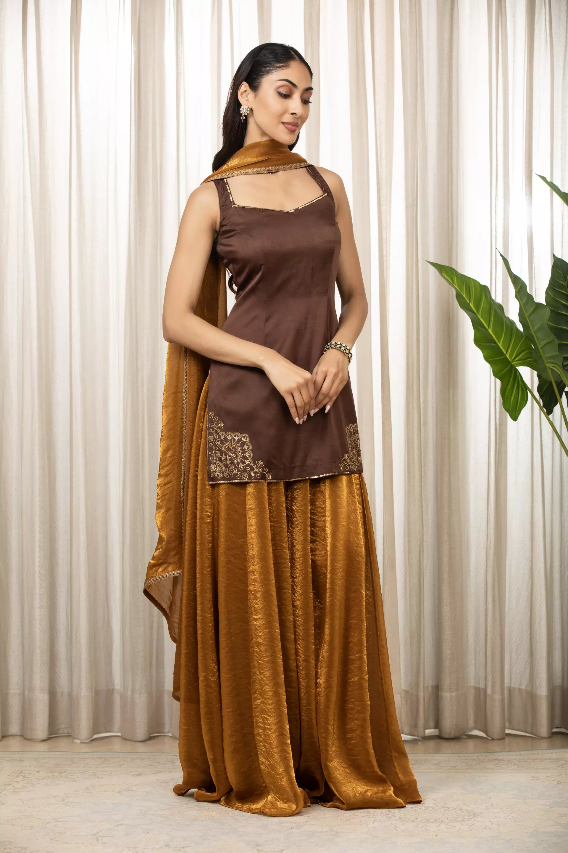 ESHA KOUL - Jasmine Goldenish Sharara Set