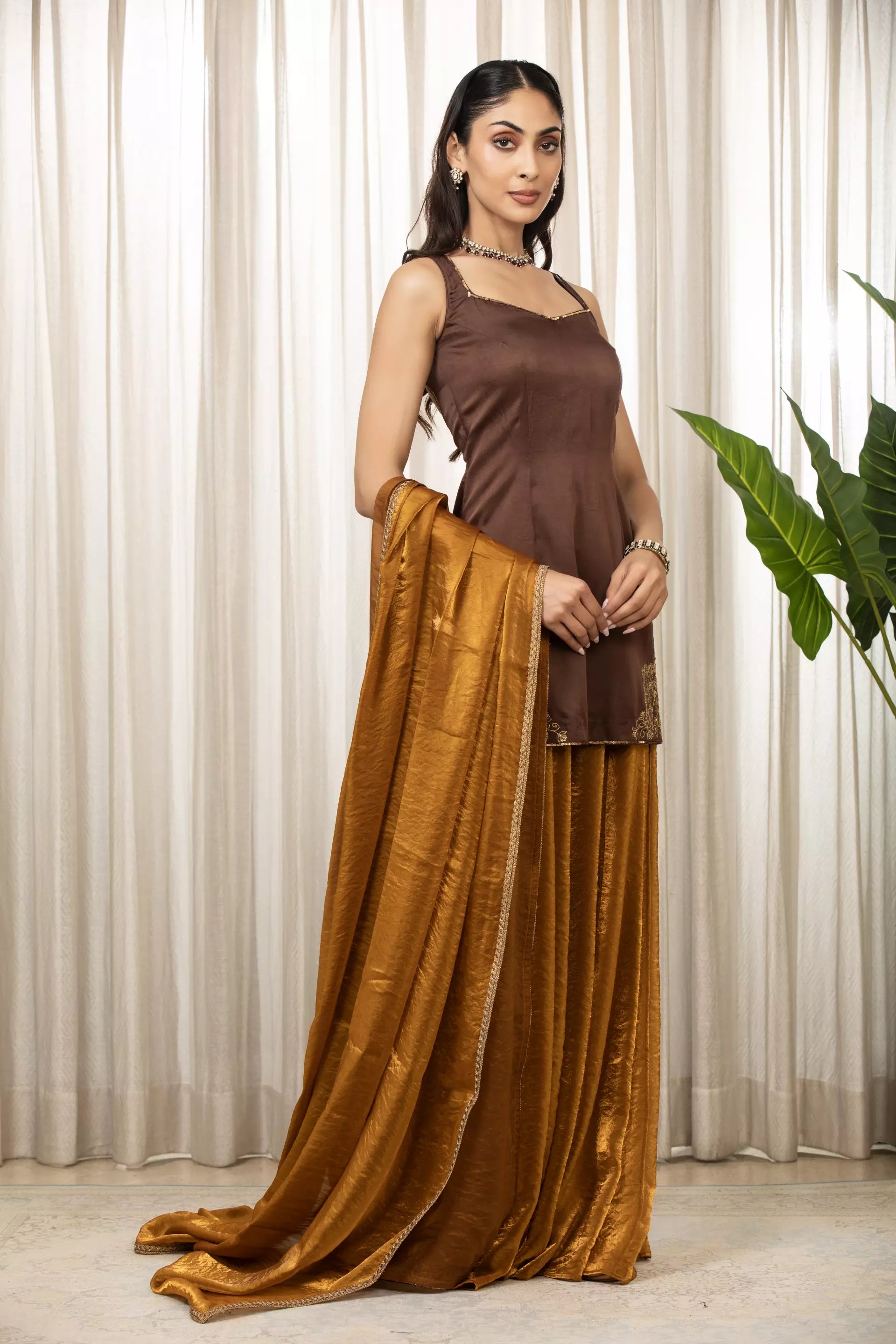 ESHA KOUL - Jasmine Goldenish Sharara Set