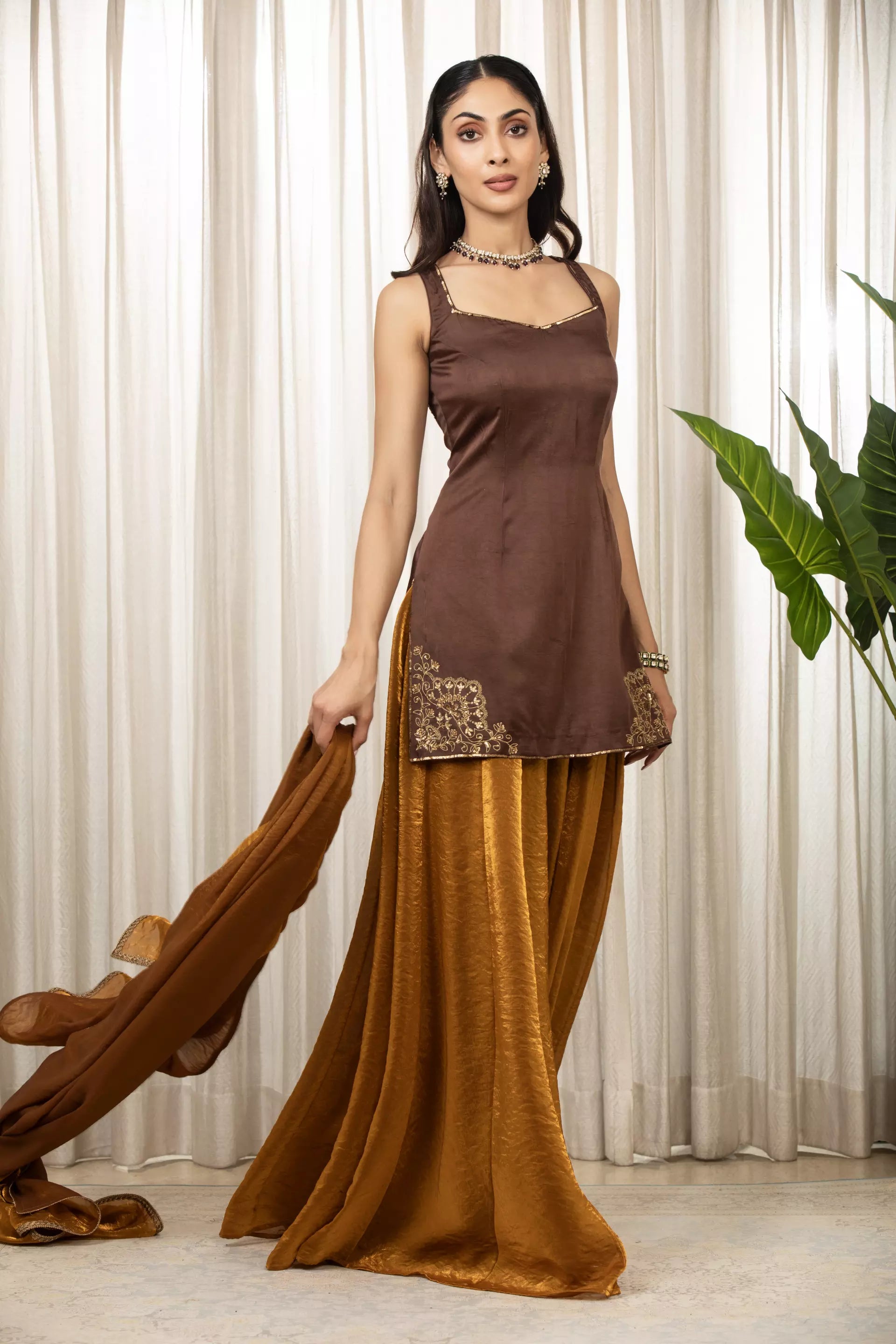 ESHA KOUL - Jasmine Goldenish Sharara Set