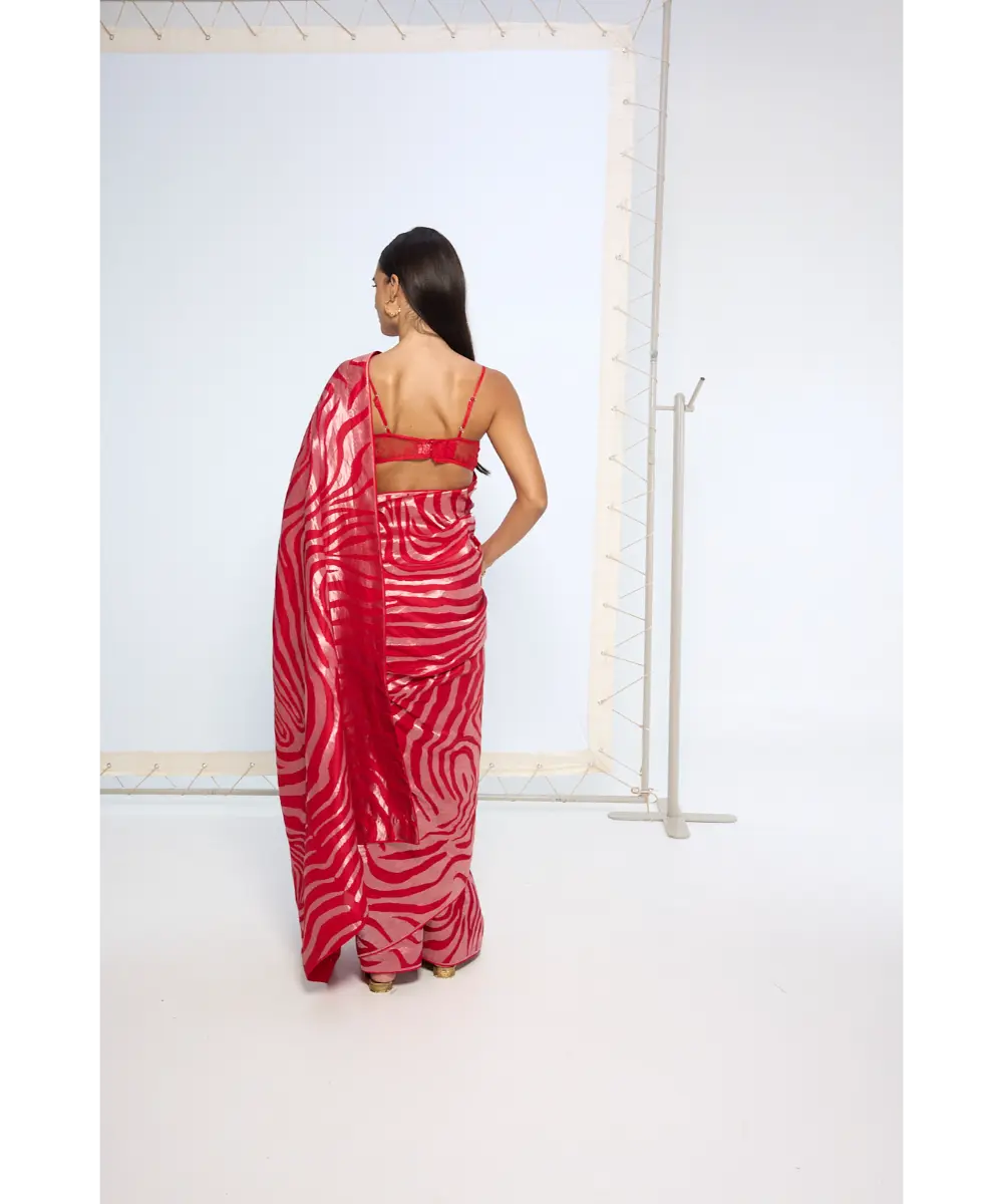 EKAYA BANARAS - Handwoven Scarlet Silk Saree