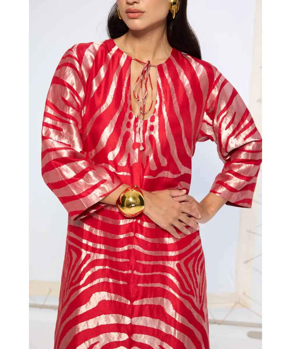 EKAYA BANARAS - Handwoven Classic Red Kurta set