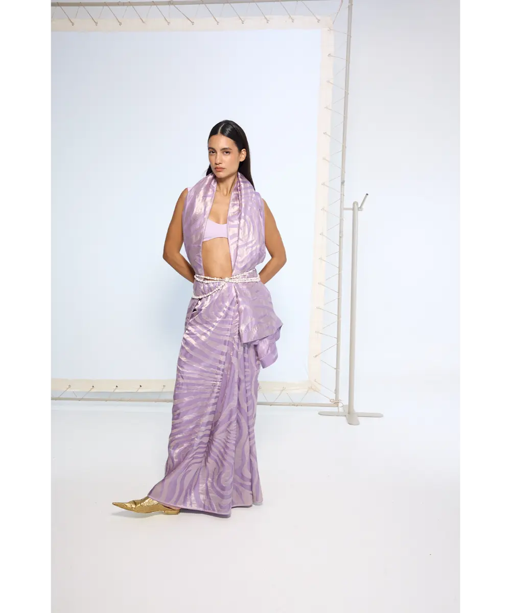 EKAYA BANARAS - Handwoven Lavender Silk Saree