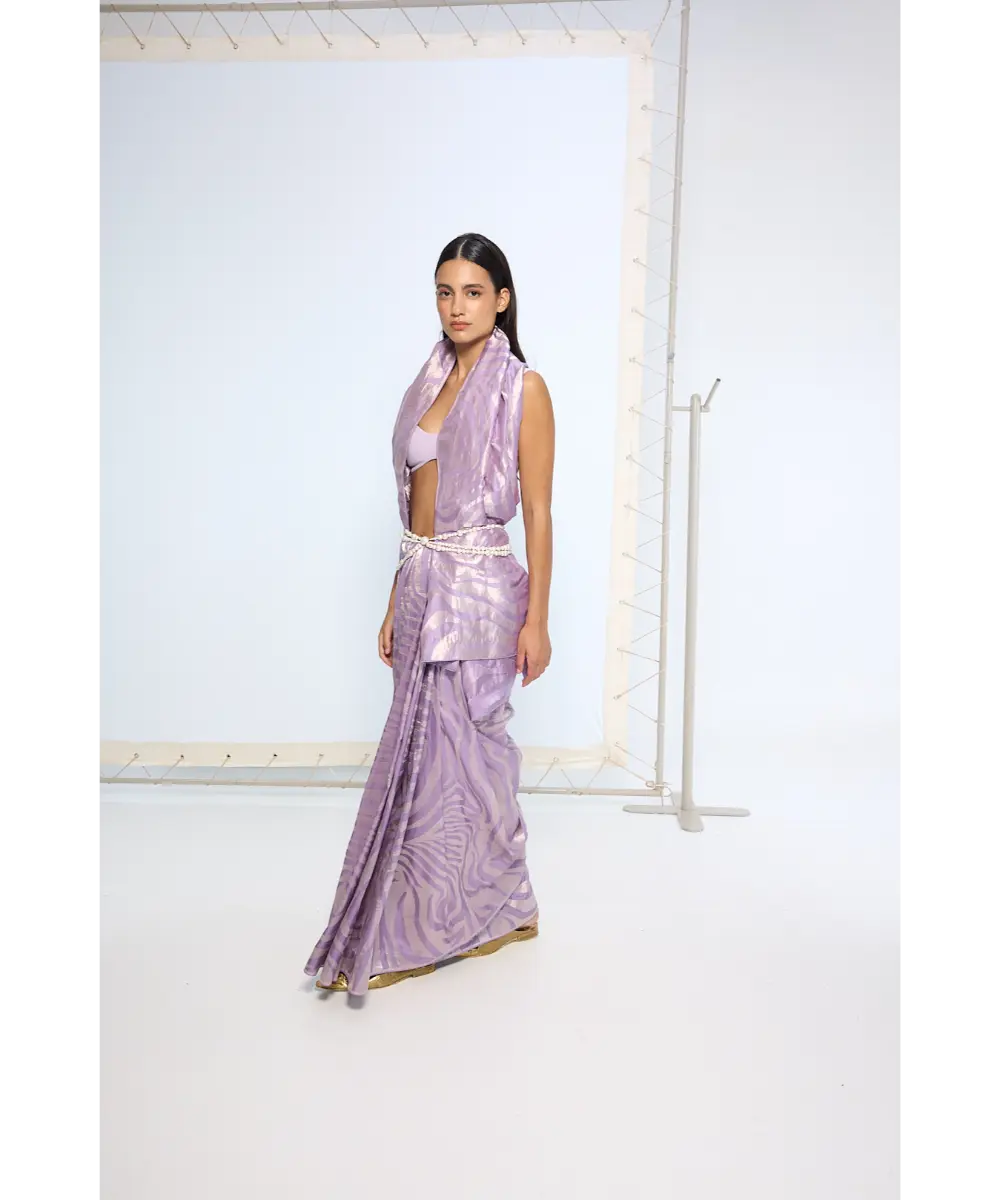 EKAYA BANARAS - Handwoven Lavender Silk Saree