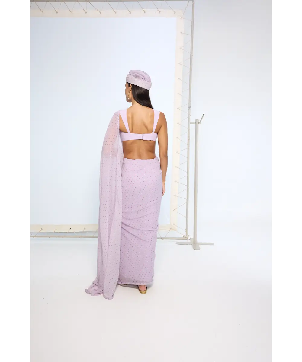 EKAYA BANARAS - Lavender Polka Dotted Saree