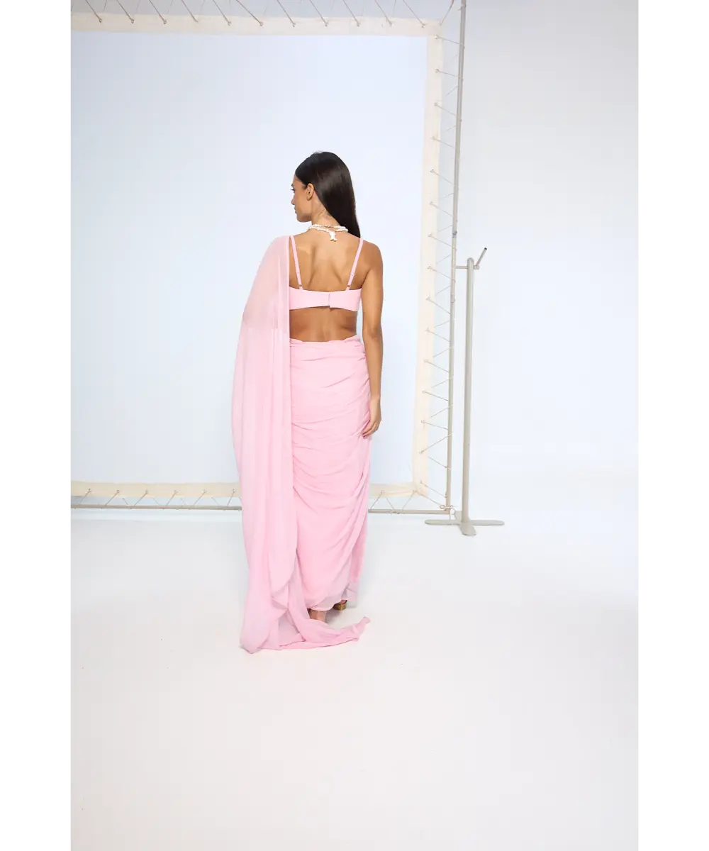 EKAYA BANARAS - Blush Pink Brooch Saree