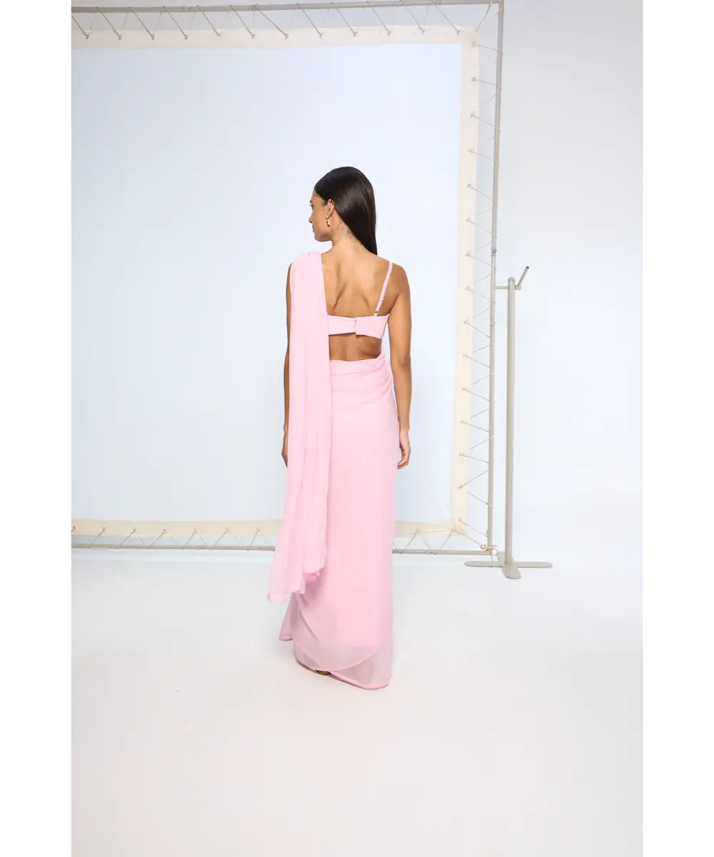 EKAYA BANARAS - Blush Pink Movable Brooch Saree