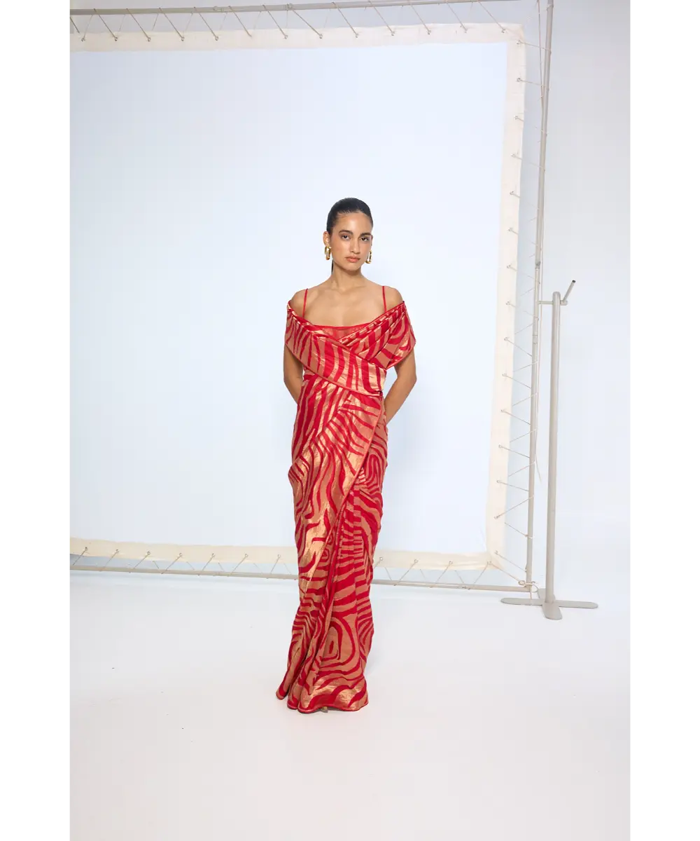 EKAYA BANARAS - Handwoven Classic Red Silk Saree&nbsp;