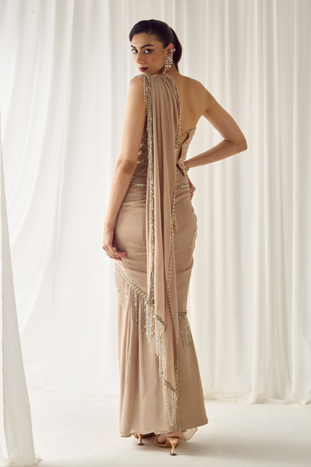 Sanya Gulati - Biege Tube Corset With Saree from Jawaani Janeman