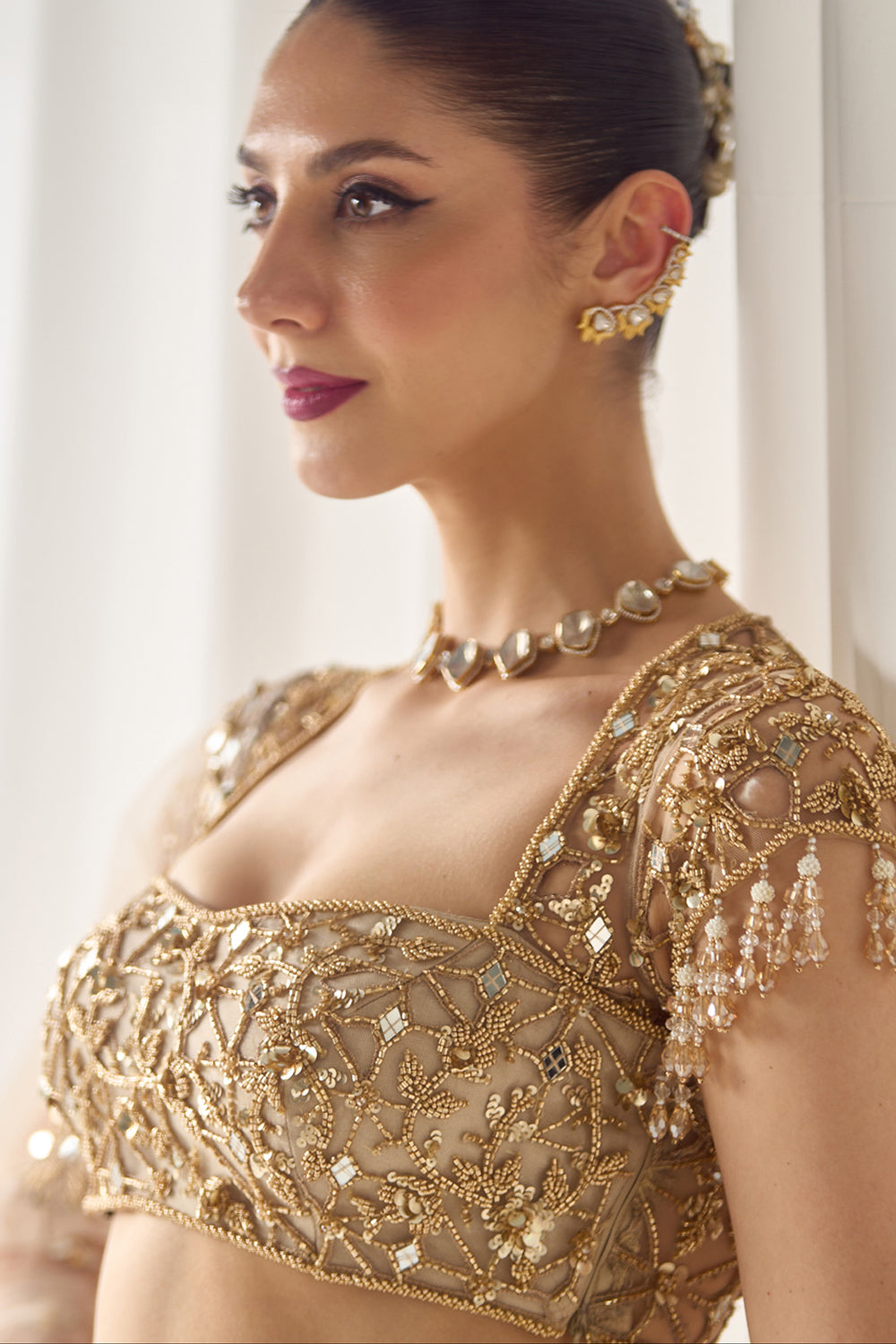 Sanya Gulati - Biege Mukaish and Mirrorwork Lehenga Set from Jawaani Janeman