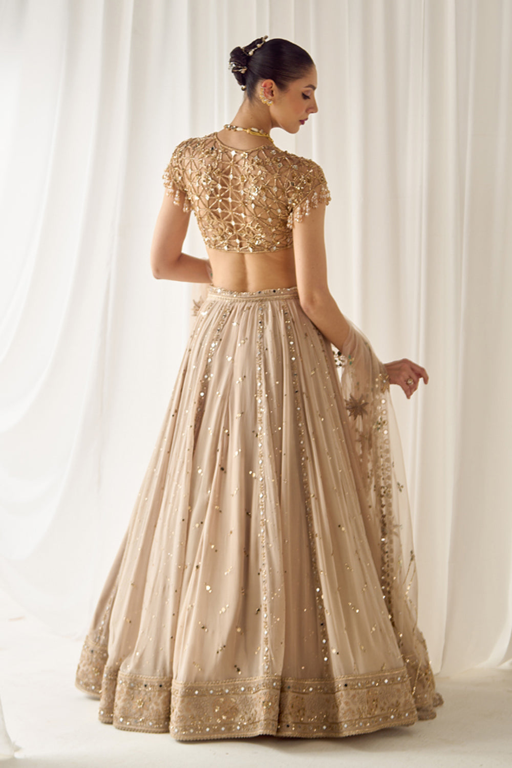 Sanya Gulati - Biege Mukaish and Mirrorwork Lehenga Set from Jawaani Janeman