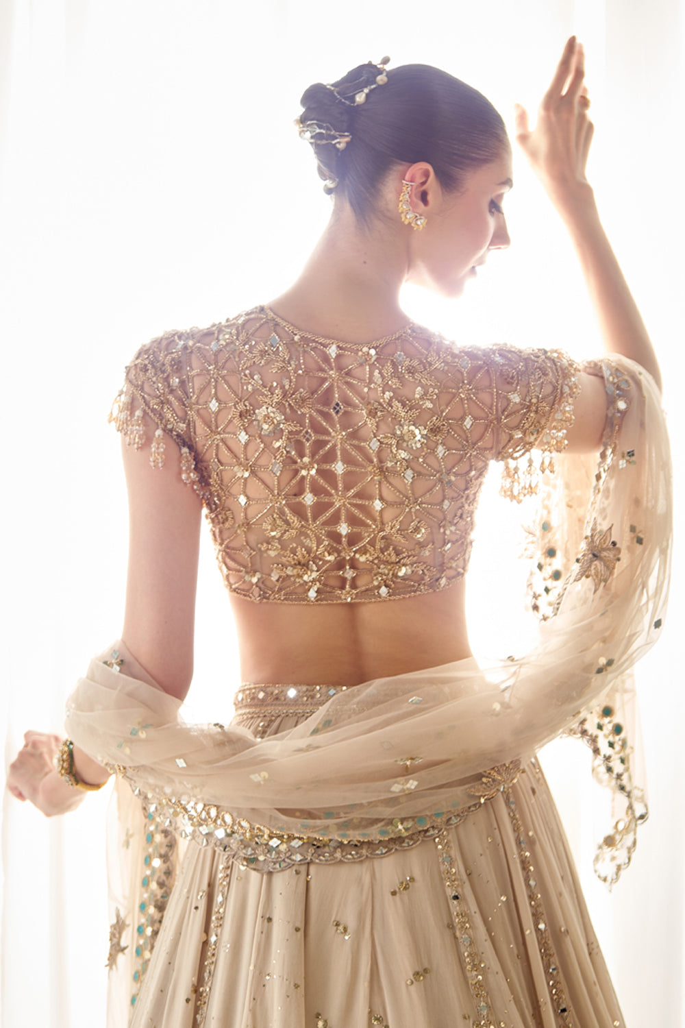 Sanya Gulati - Biege Mukaish and Mirrorwork Lehenga Set from Jawaani Janeman