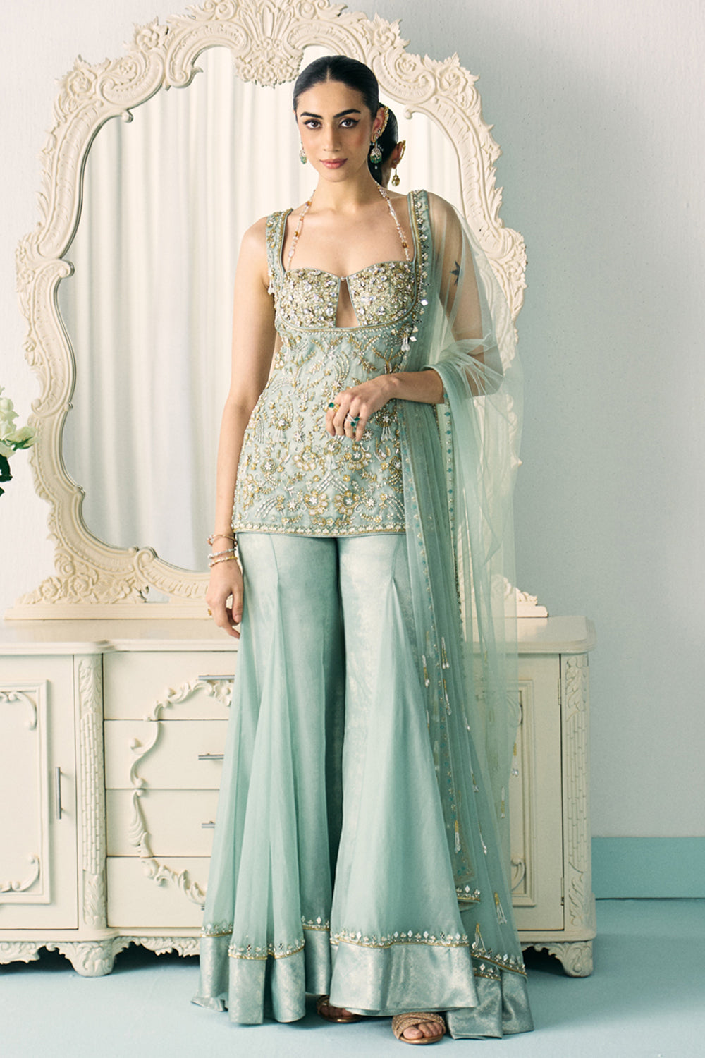Sanya Gulati - Aqua Kurta And Sharara Set from Jawaani Janeman