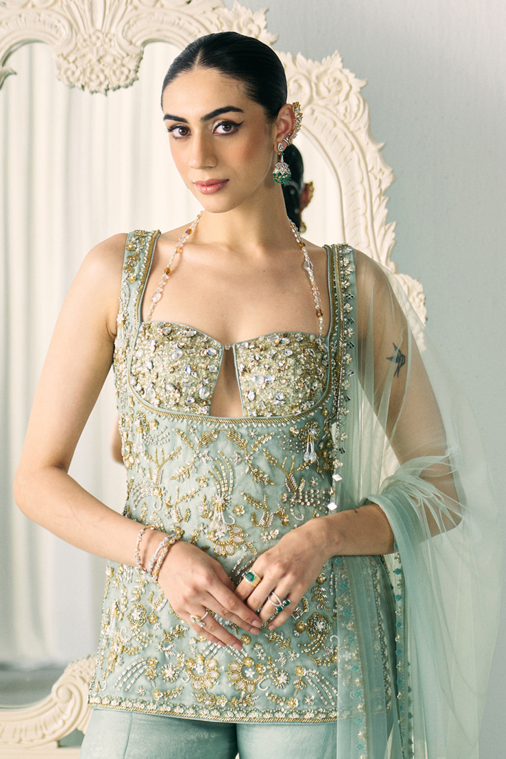 Sanya Gulati - Aqua Kurta And Sharara Set from Jawaani Janeman