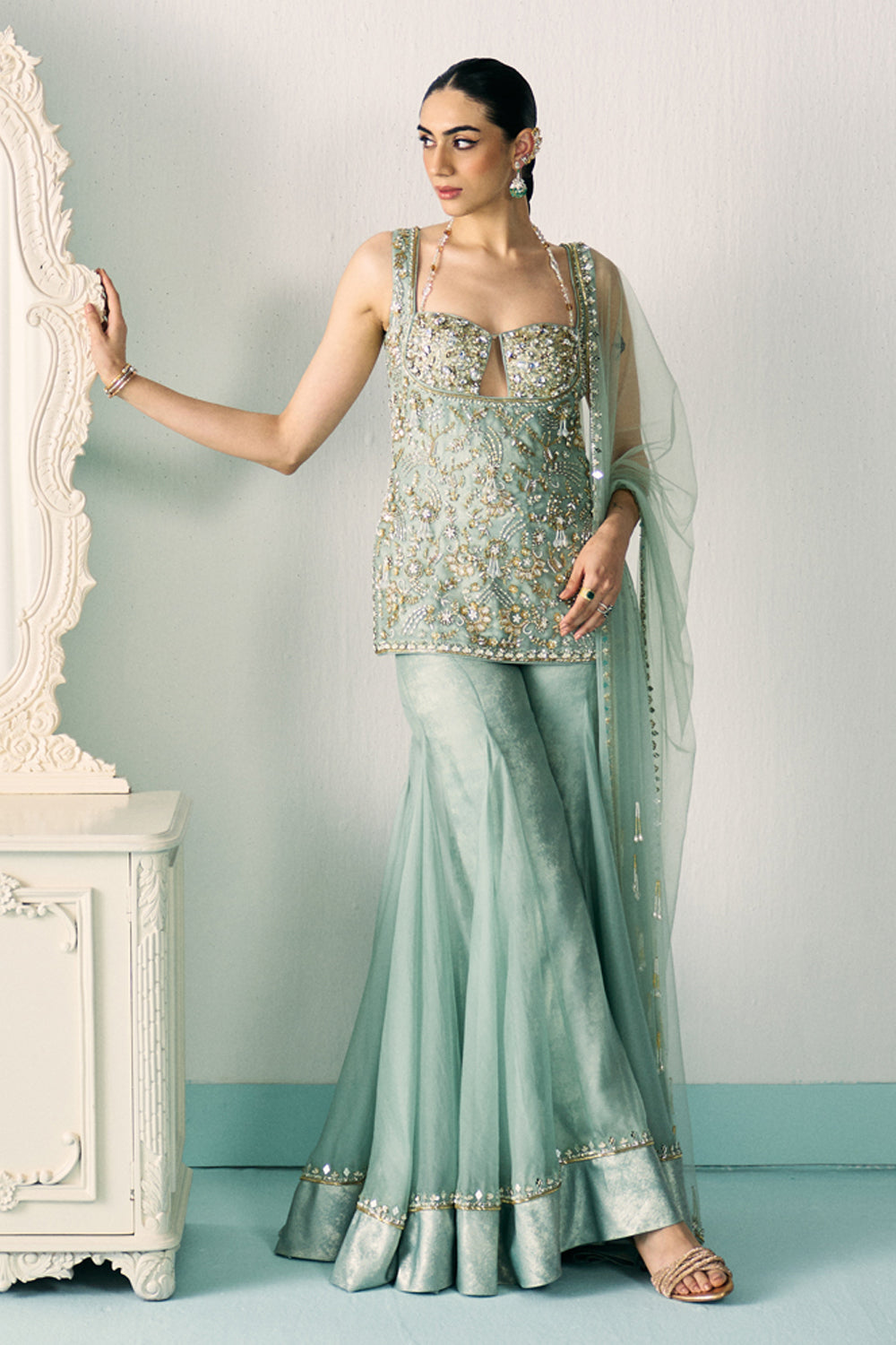 Sanya Gulati - Aqua Kurta And Sharara Set from Jawaani Janeman