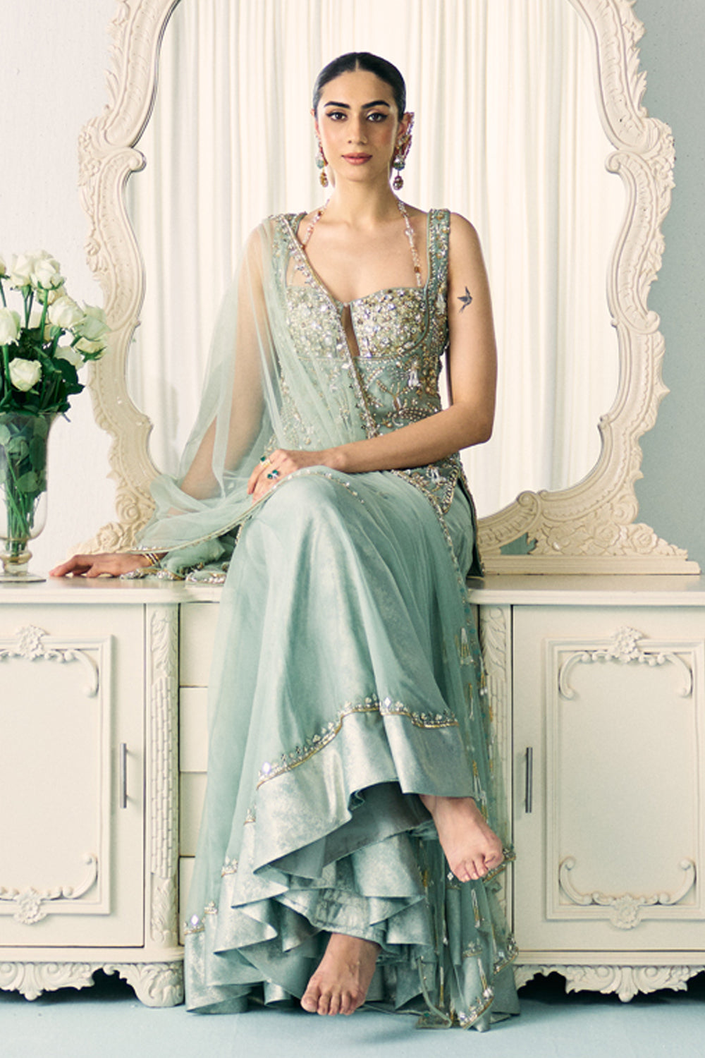 Sanya Gulati - Aqua Kurta And Sharara Set from Jawaani Janeman