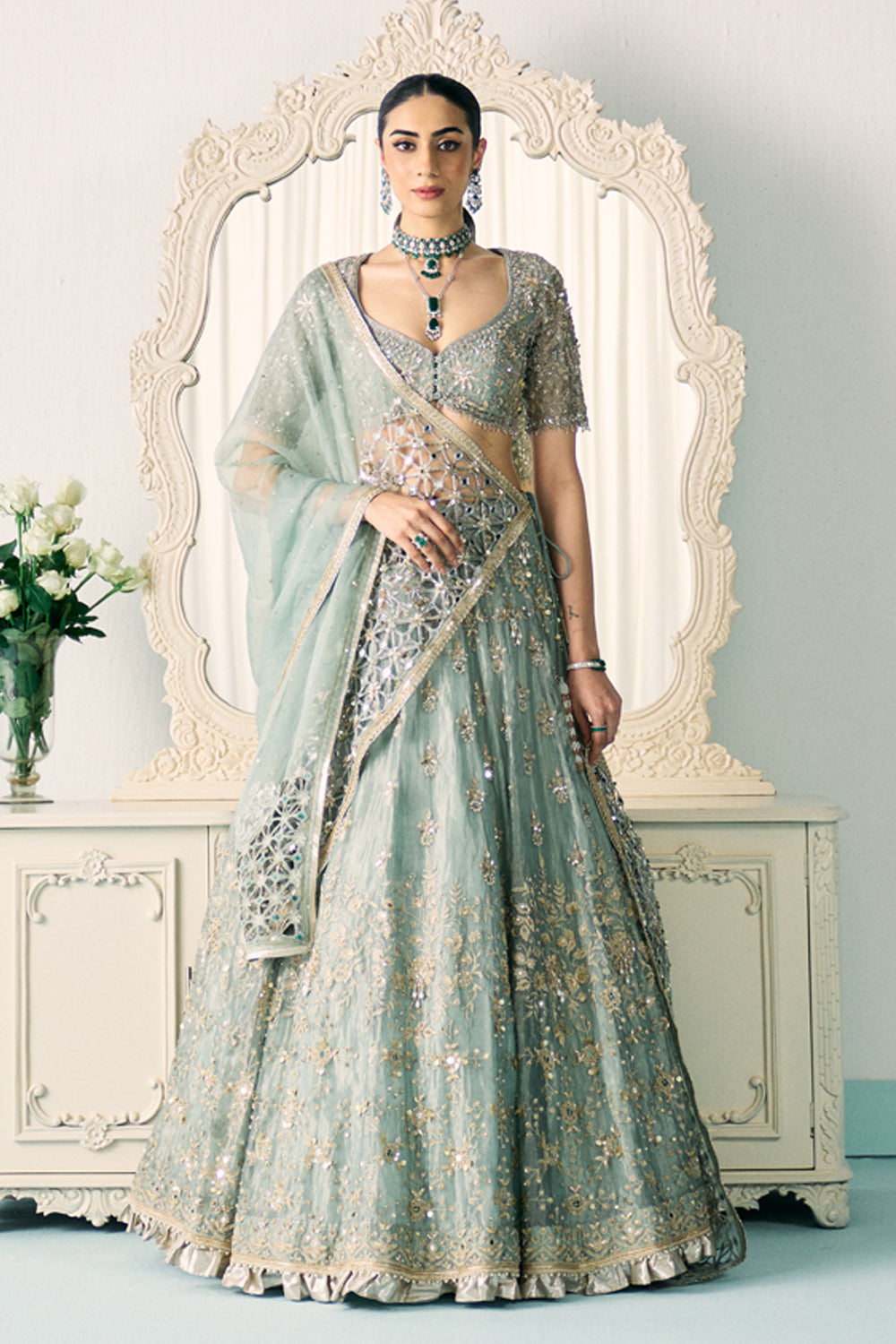 Sanya Gulati - Aqua Tissue Lehenga Set from Jawaani Janeman