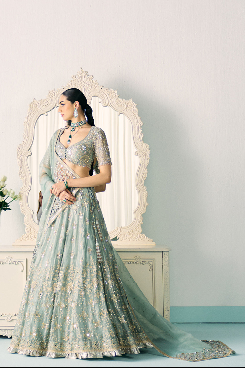 Sanya Gulati - Aqua Tissue Lehenga Set from Jawaani Janeman