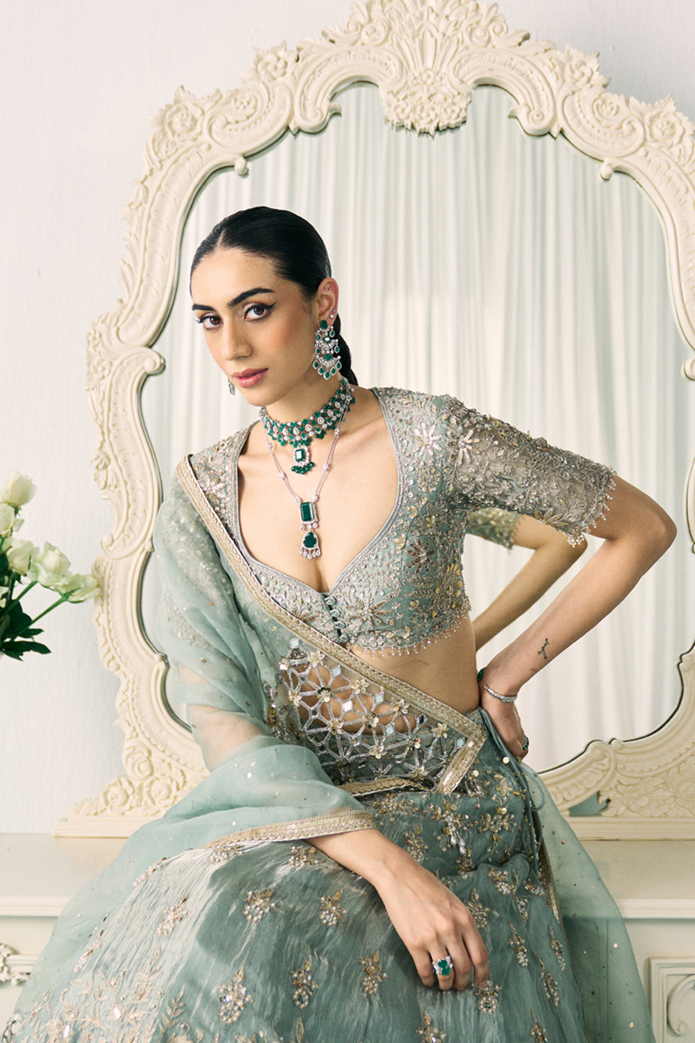 Sanya Gulati - Aqua Tissue Lehenga Set from Jawaani Janeman