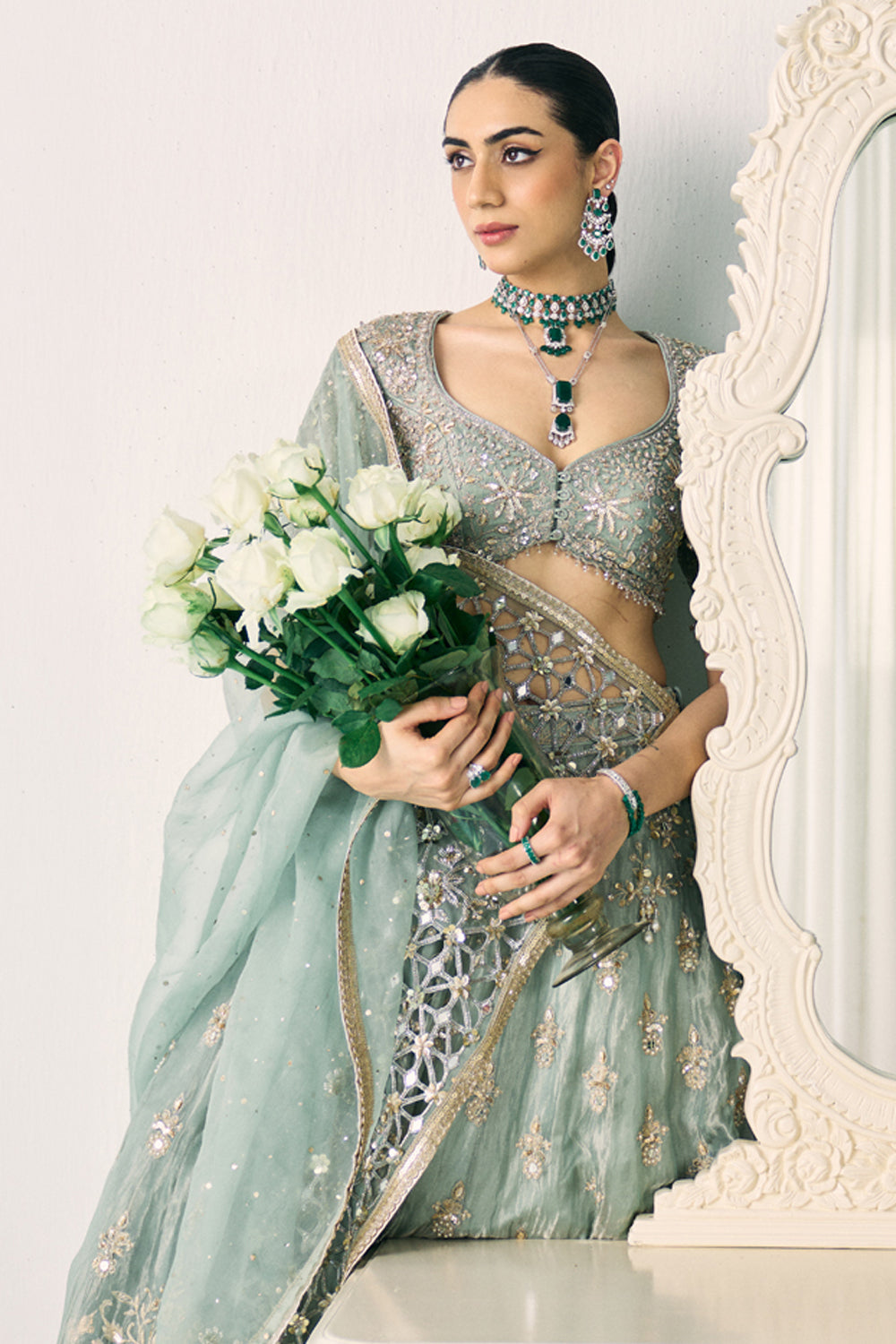 Sanya Gulati - Aqua Tissue Lehenga Set from Jawaani Janeman