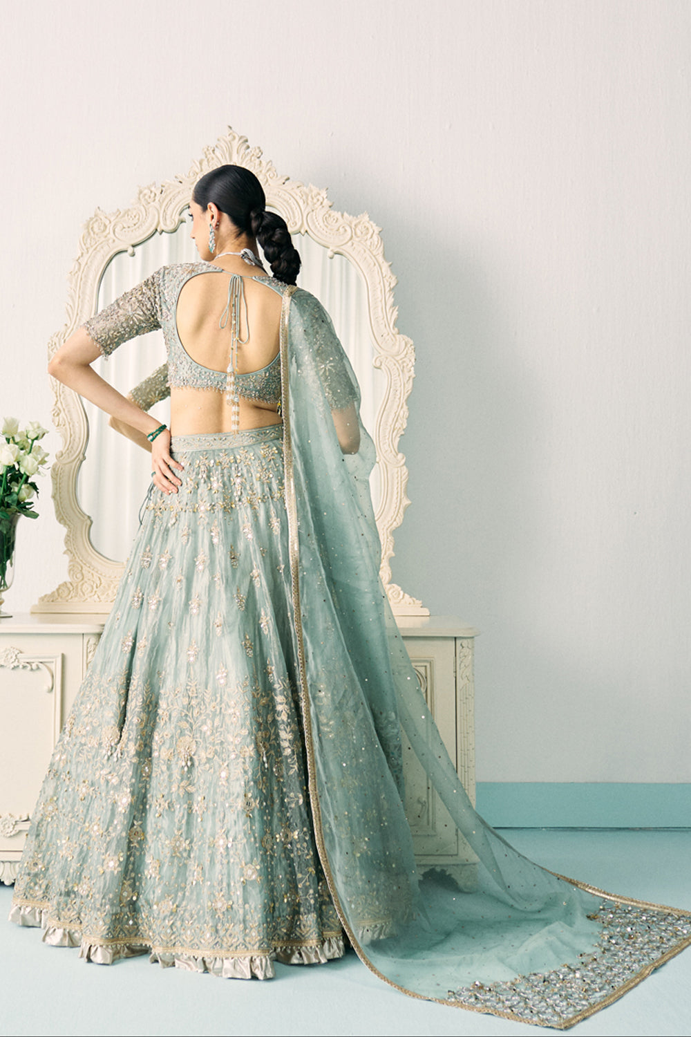 Sanya Gulati - Aqua Tissue Lehenga Set from Jawaani Janeman