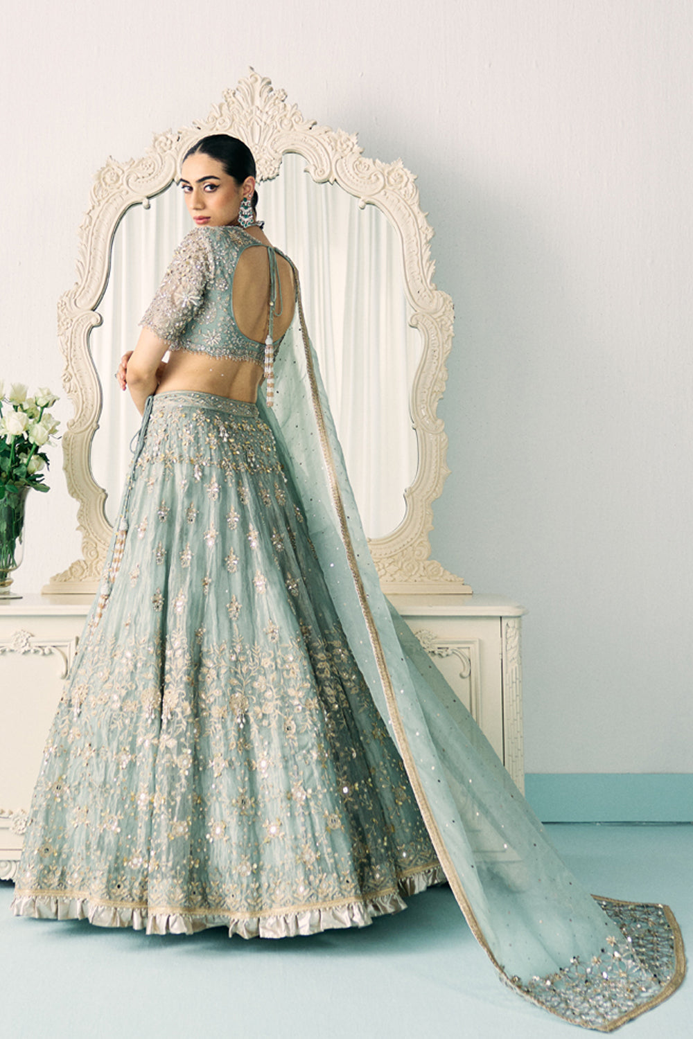 Sanya Gulati - Aqua Tissue Lehenga Set from Jawaani Janeman