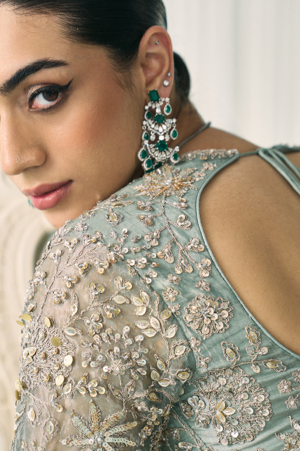 Sanya Gulati - Aqua Tissue Lehenga Set from Jawaani Janeman