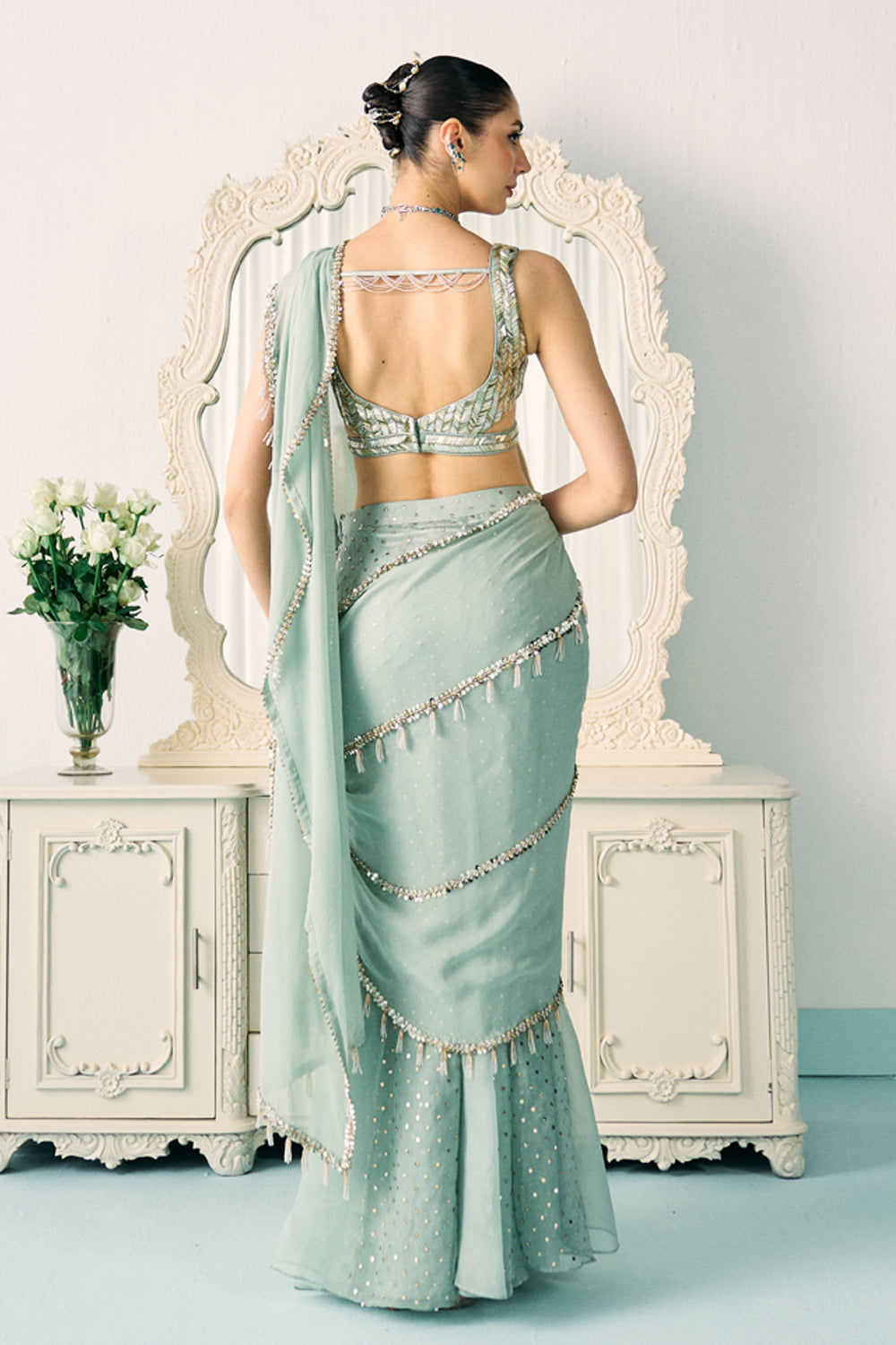 Sanya Gulati - Aqua Mukaish Work Saree from Jawaani Janeman