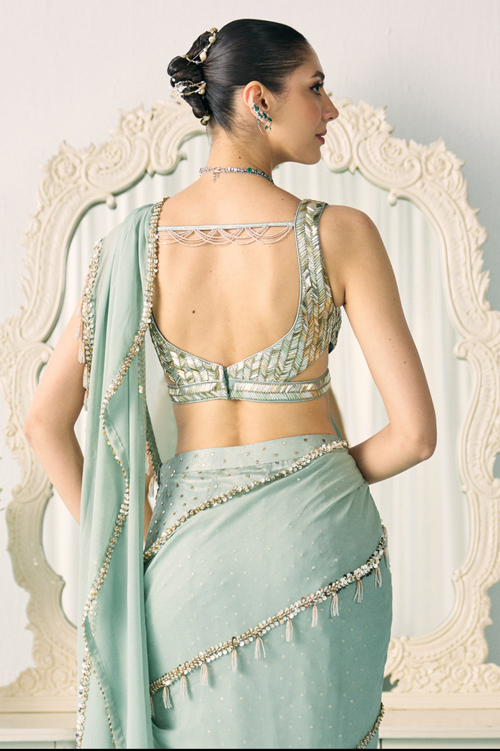 Sanya Gulati - Aqua Mukaish Work Saree from Jawaani Janeman