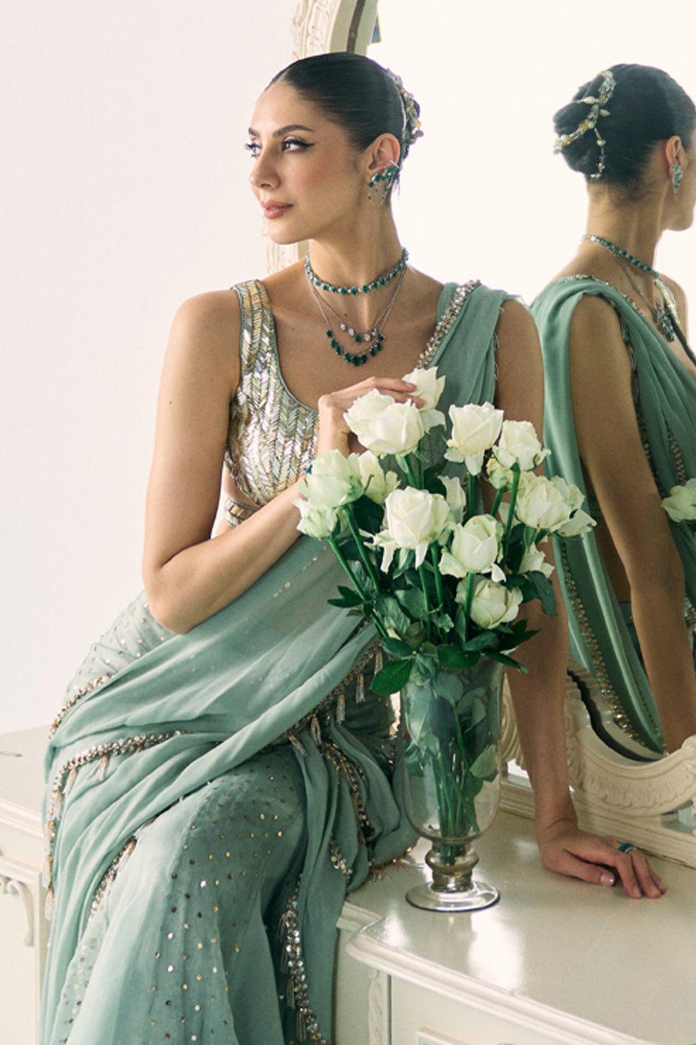 Sanya Gulati - Aqua Mukaish Work Saree from Jawaani Janeman
