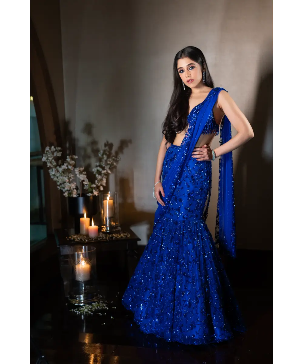 ISA BY DOLLY WAHAL - Firefly Blue Lehenga