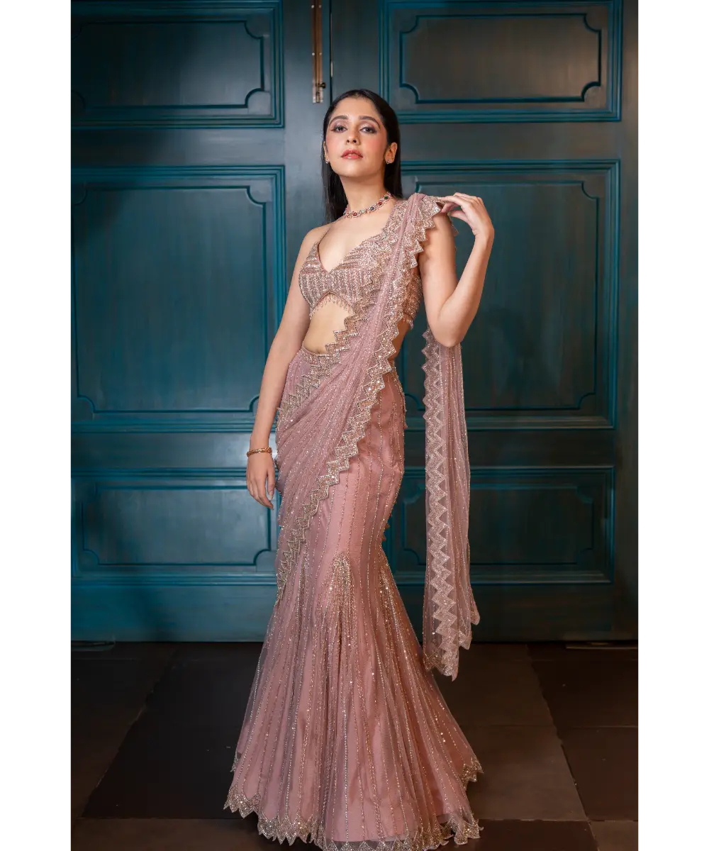ISA BY DOLLY WAHAL - Isabelle Champagne Saree
