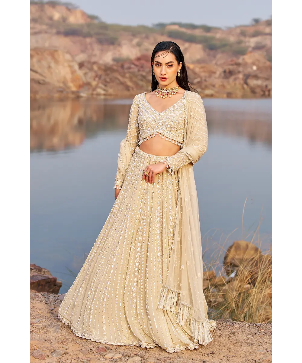 NIDHIKA SHEKHAR- Bahaar E Jalsaa Sunheri Lehenga Set