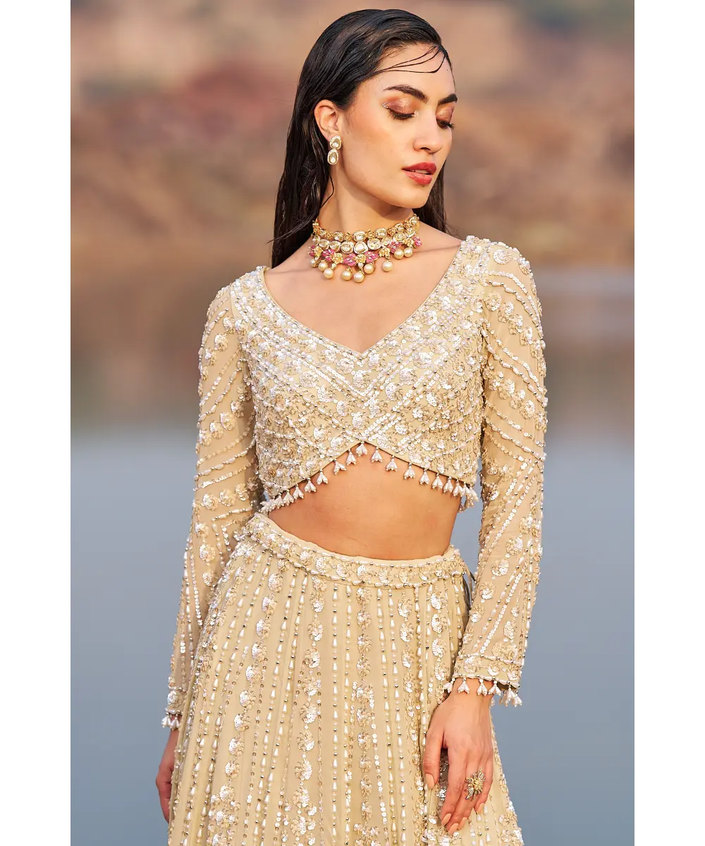 NIDHIKA SHEKHAR- Bahaar E Jalsaa Sunheri Lehenga Set