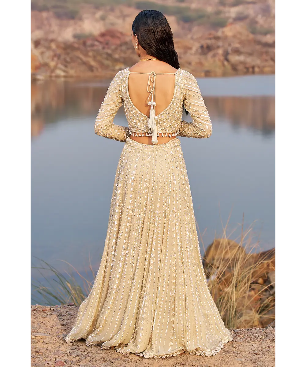 NIDHIKA SHEKHAR- Bahaar E Jalsaa Sunheri Lehenga Set