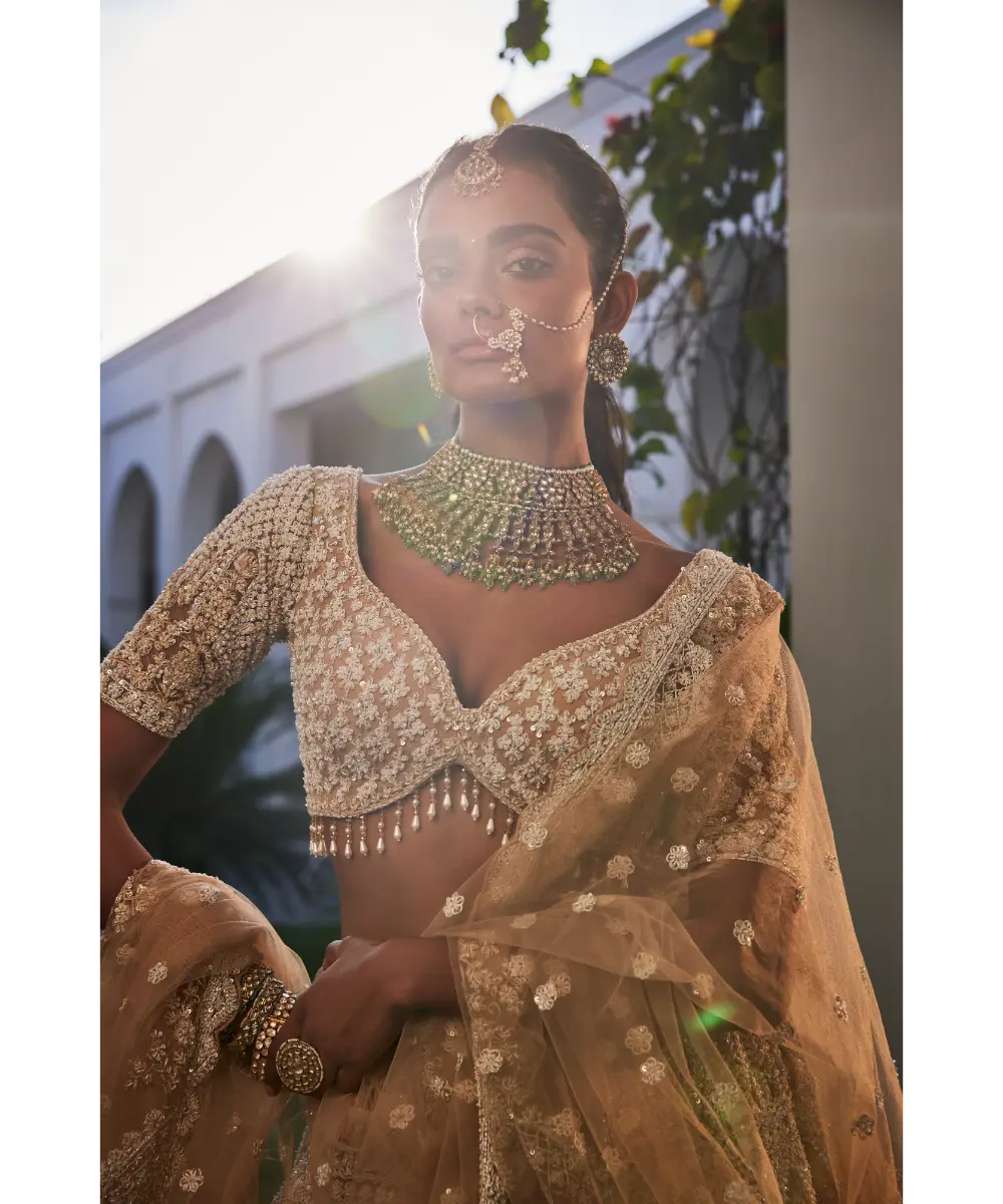 KALIGHATA - Ivory Organza Embroidered Set