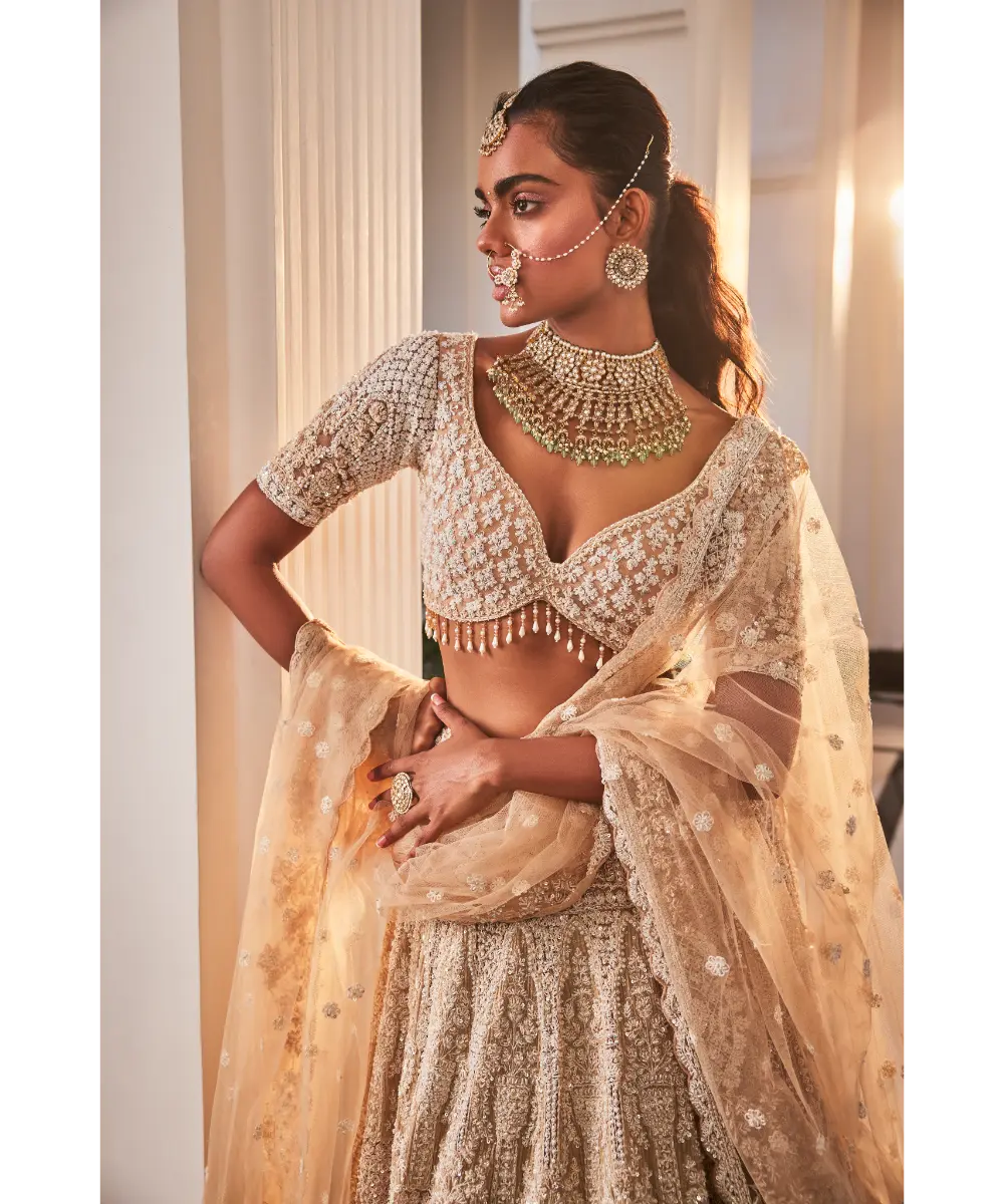 KALIGHATA - Ivory Organza Embroidered Set