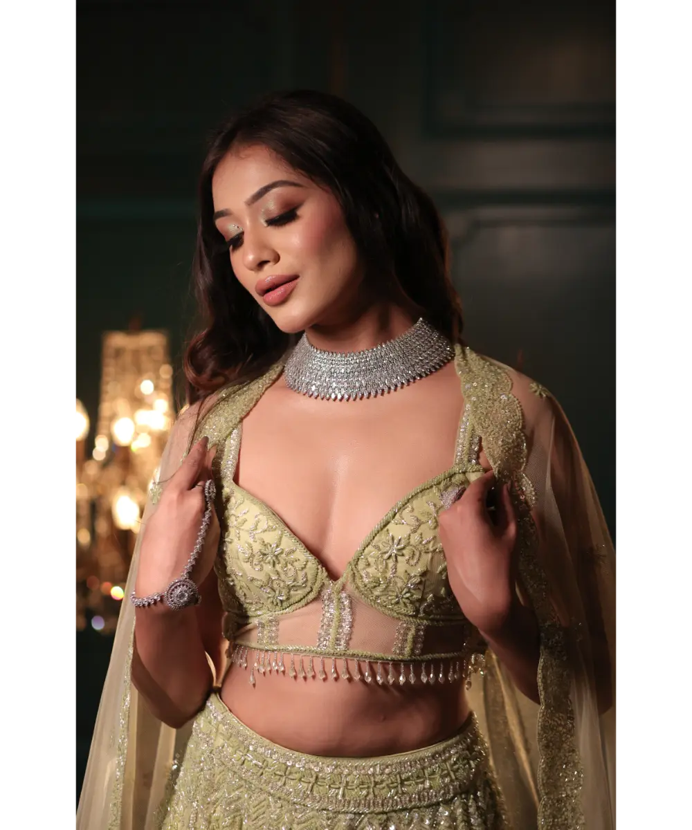 ISA BY DOLLY WAHAL - Pistachio Green Lehenga