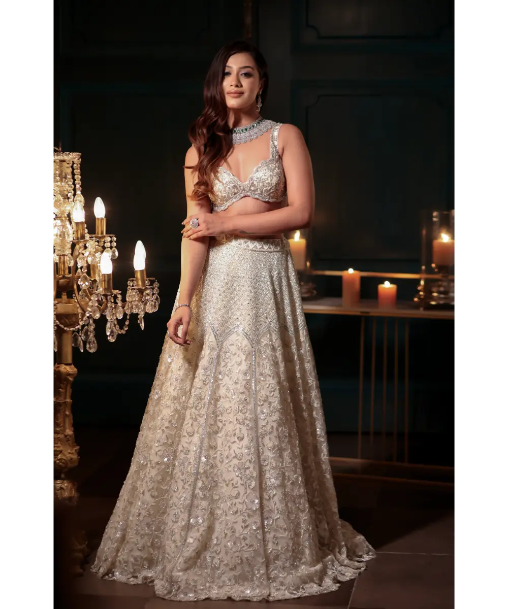 ISA BY DOLLY WAHAL - Ivory Lehenga