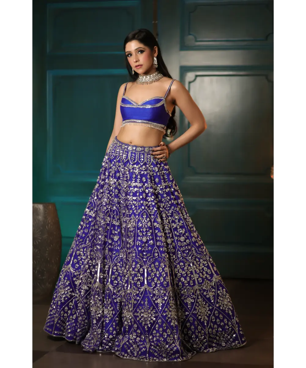 ISA BY DOLLY WAHAL - Electric Blue Lehenga