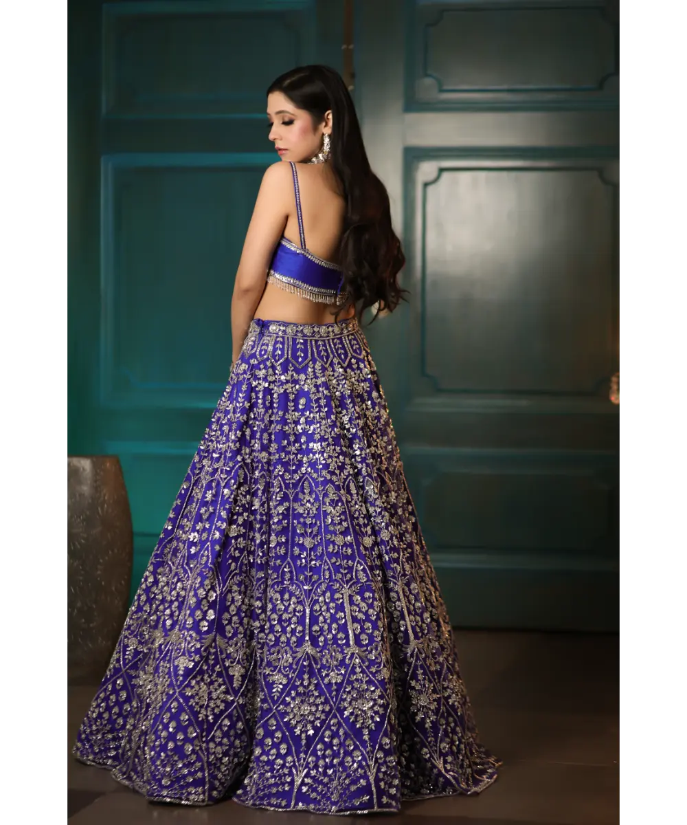 ISA BY DOLLY WAHAL - Electric Blue Lehenga